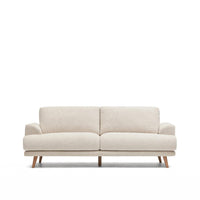 2-seater Karin sofa in beige chenille with solid beech wood legs 210 cm