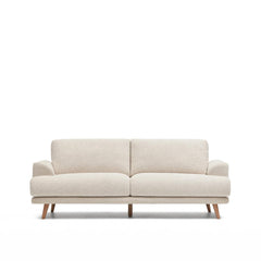 2-seater Karin sofa in beige chenille with solid beech wood legs 210 cm