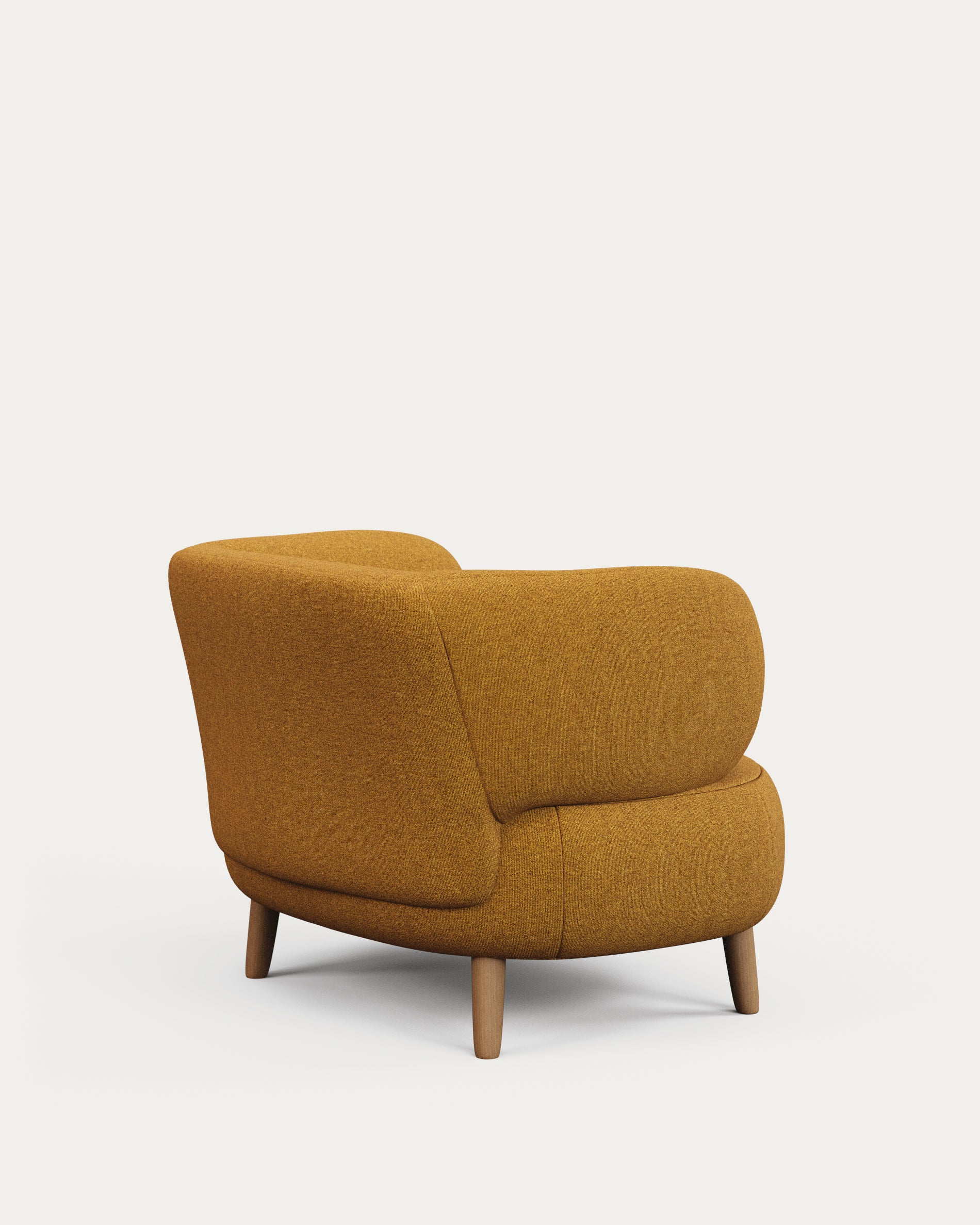 Sessel Luisa in schwer entflammbarem Lammfellimitat in Senfgelb mit Beinen aus massivem Buchenholz, 90 cm in Senfgelb präsentiert im Onlineshop von KAQTU Design AG. Sessel ist von Kave Home