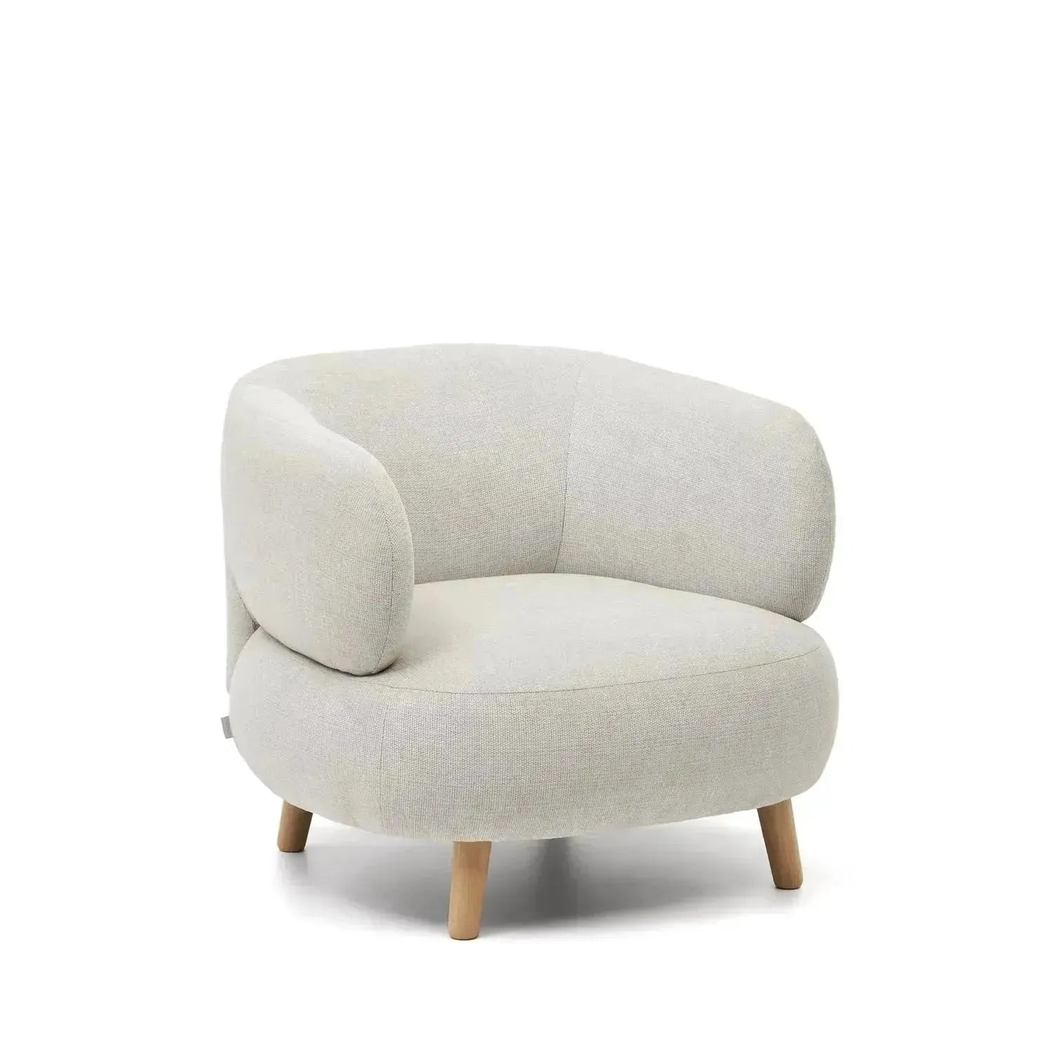 Eleganter Luisa Sessel in Perle mit robusten Buchenholzbeinen.