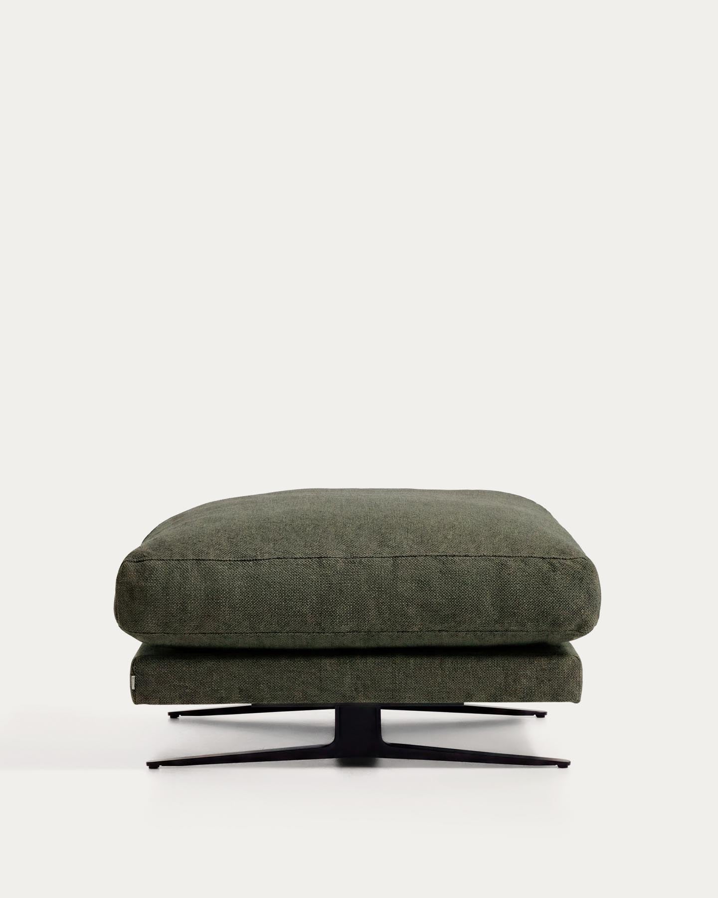 Fussablage Veliro, schwer entflammbar, in Dunkelgrün mit Stahlbeinen mit schwarzem Finish, 85 x 90 cm, FSC Mix Credit in Dunkelgrün präsentiert im Onlineshop von KAQTU Design AG. Pouf ist von Kave Home