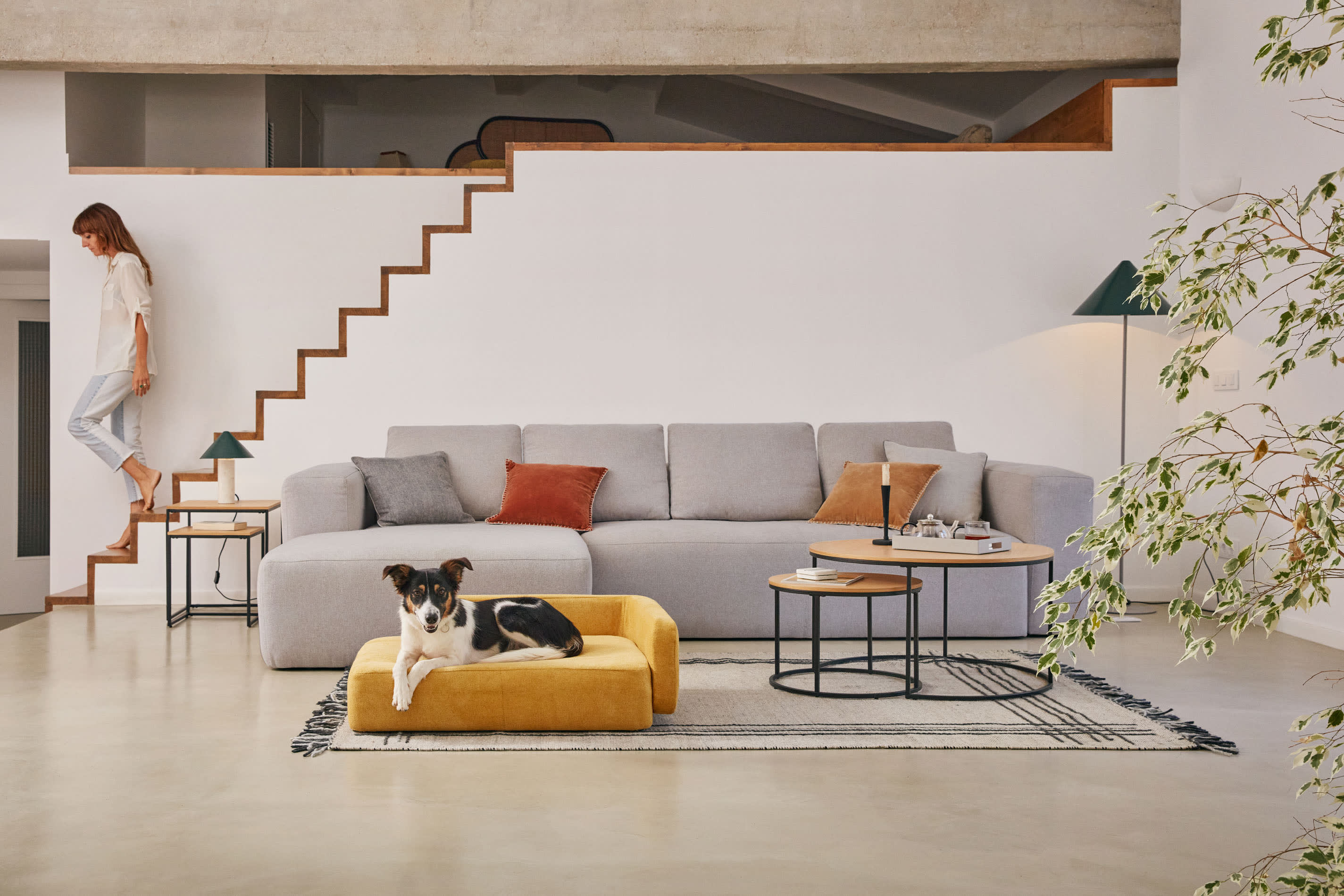 Verleihen Sie Ihrem Haustierbett mit dem Bowie Bezug in senfgelb (73 x 98 cm) von Kave Home einen modernen Look – komfortabel und einfach zu reinigen!