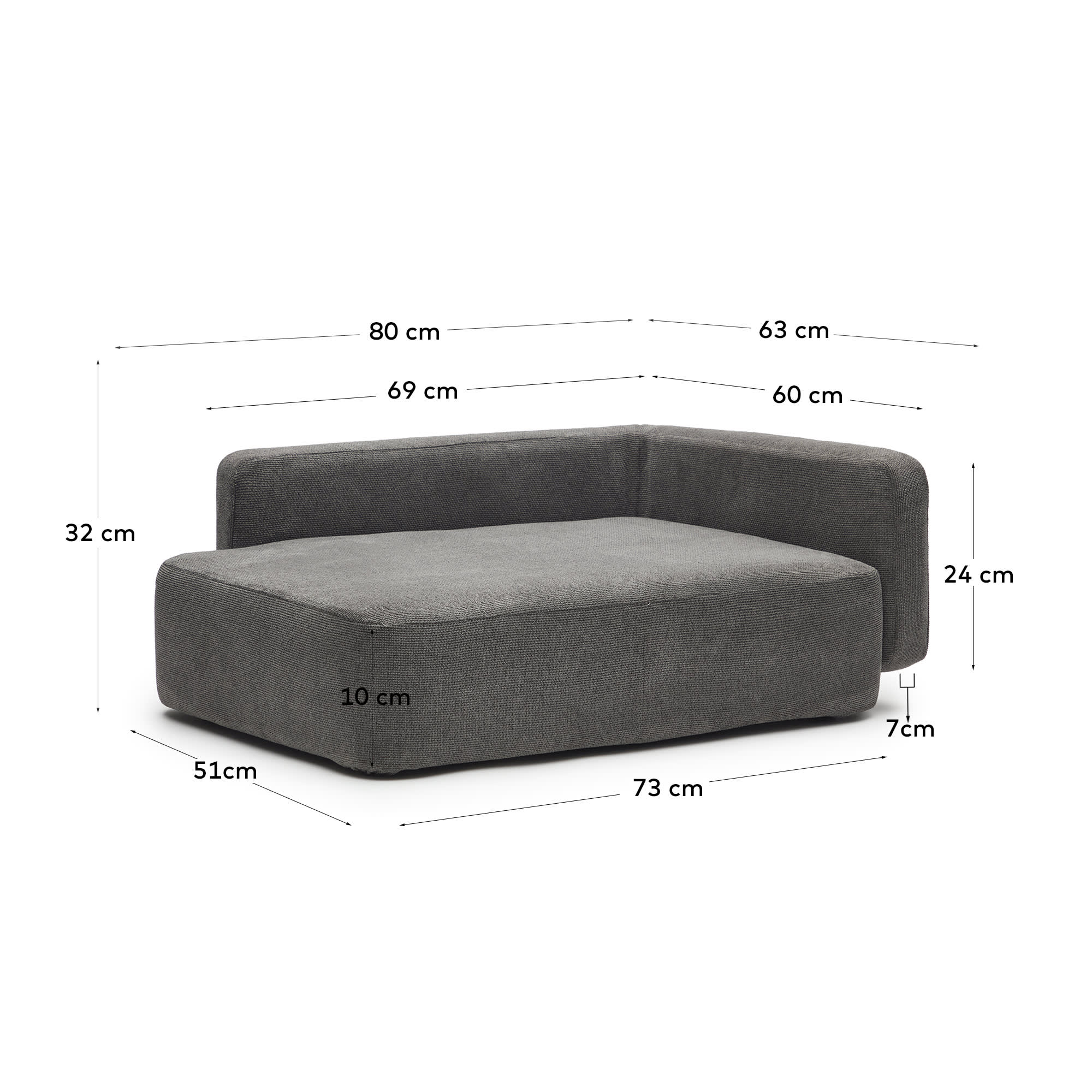 Eleganter Bezug für kleines Haustierbett, Bowie von Kave Home, dunkelgrau, 63x80 cm, langlebig und ideal für Haustiere.