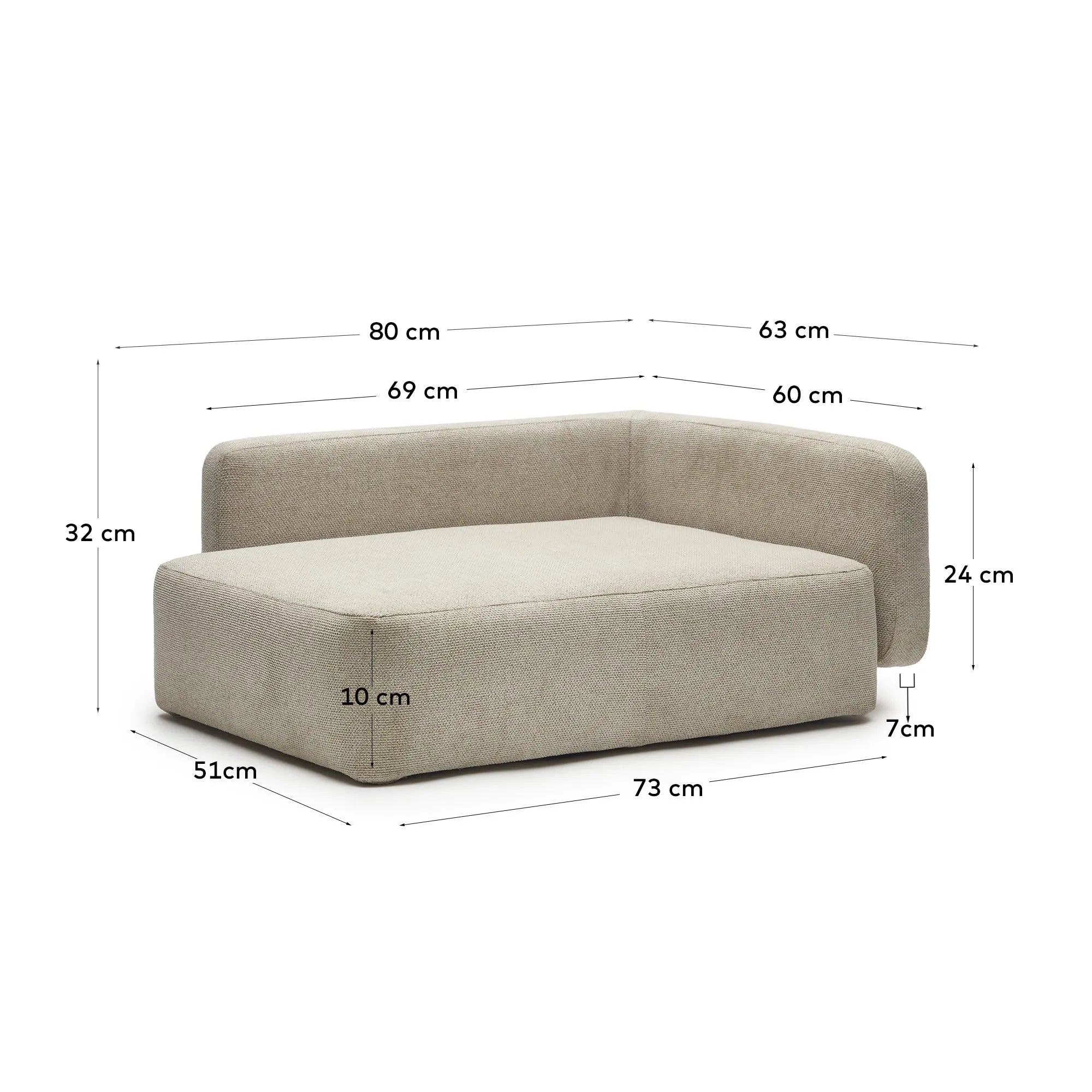Eleganter, beiger Bezug für das Bowie Haustierbett (63x80 cm) – pflegeleicht, maschinenwaschbar, stilvoll und komfortabel.