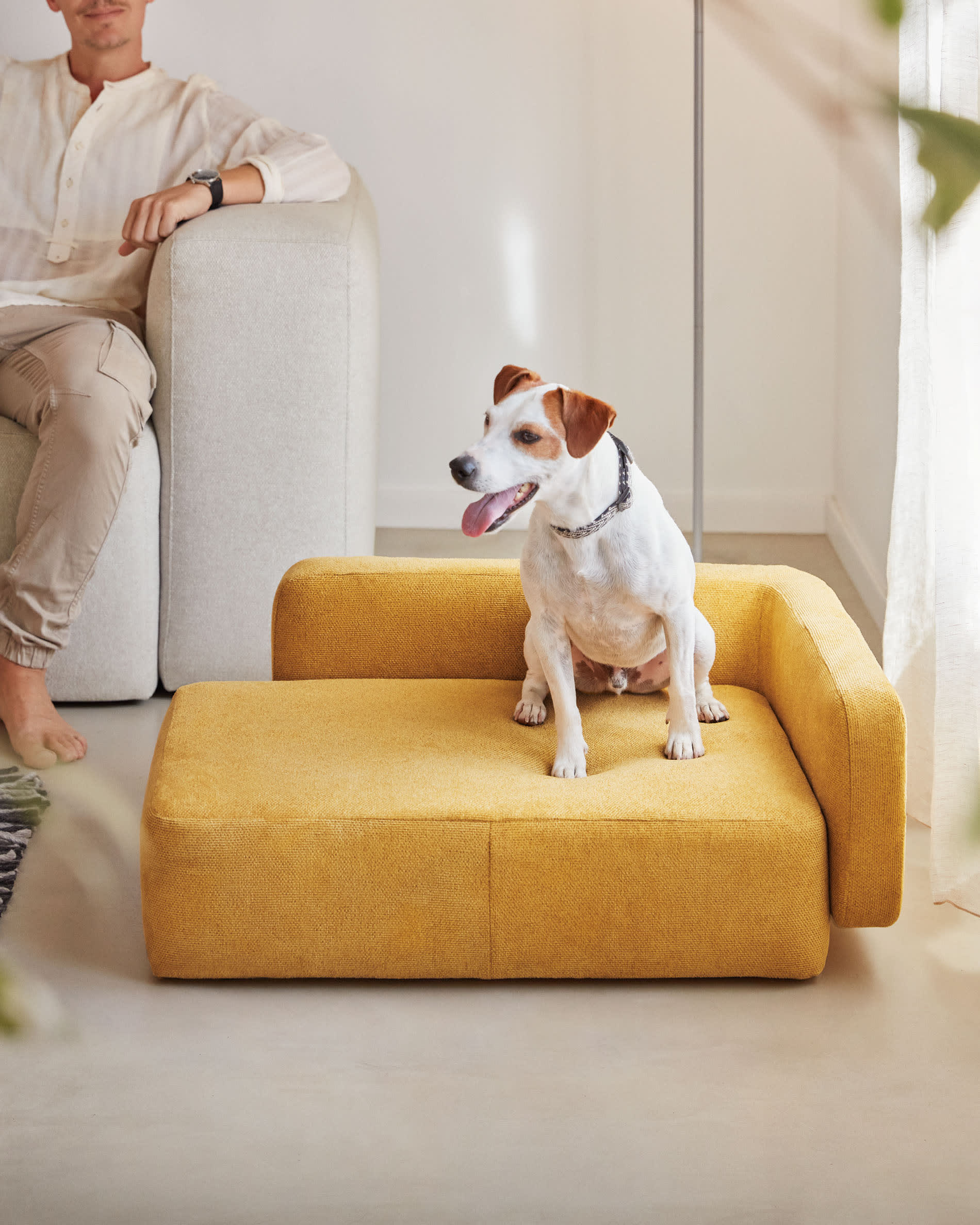 Bowie Haustierbett-Bezug in Senfgelb, 63x80 cm, von Kave Home. Modernes Design, komfortabel und ideal für kleine Haustiere.