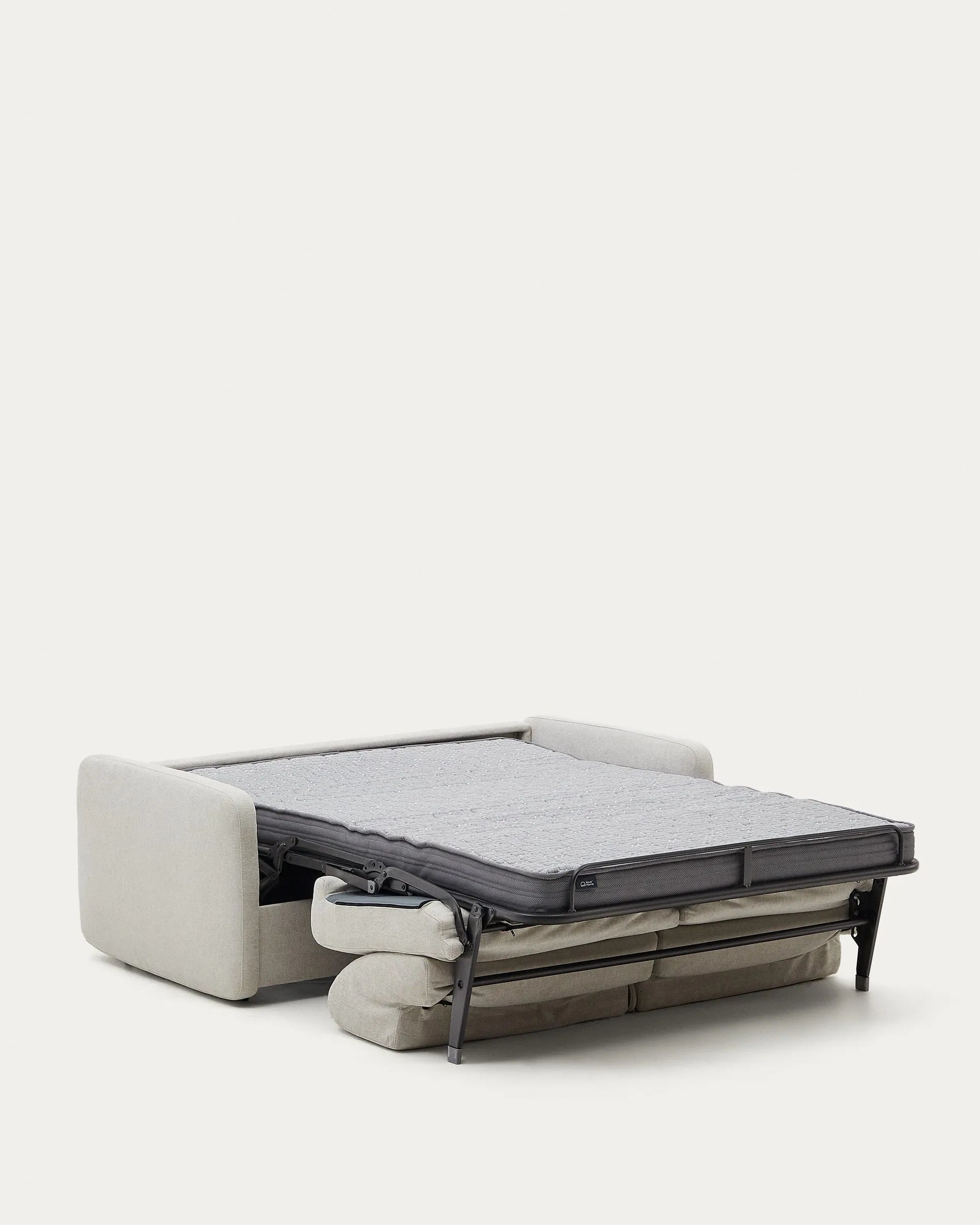 Elegantes 2-Sitzer Schlafsofa in Perlweiß mit viskoelastischer Matratze für optimalen Komfort und stilvolles Design.