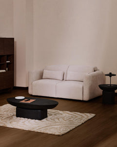 Lares 2-seater sofa with electrically extendable seats and adjustable headrest in beige chenille, 180 cm