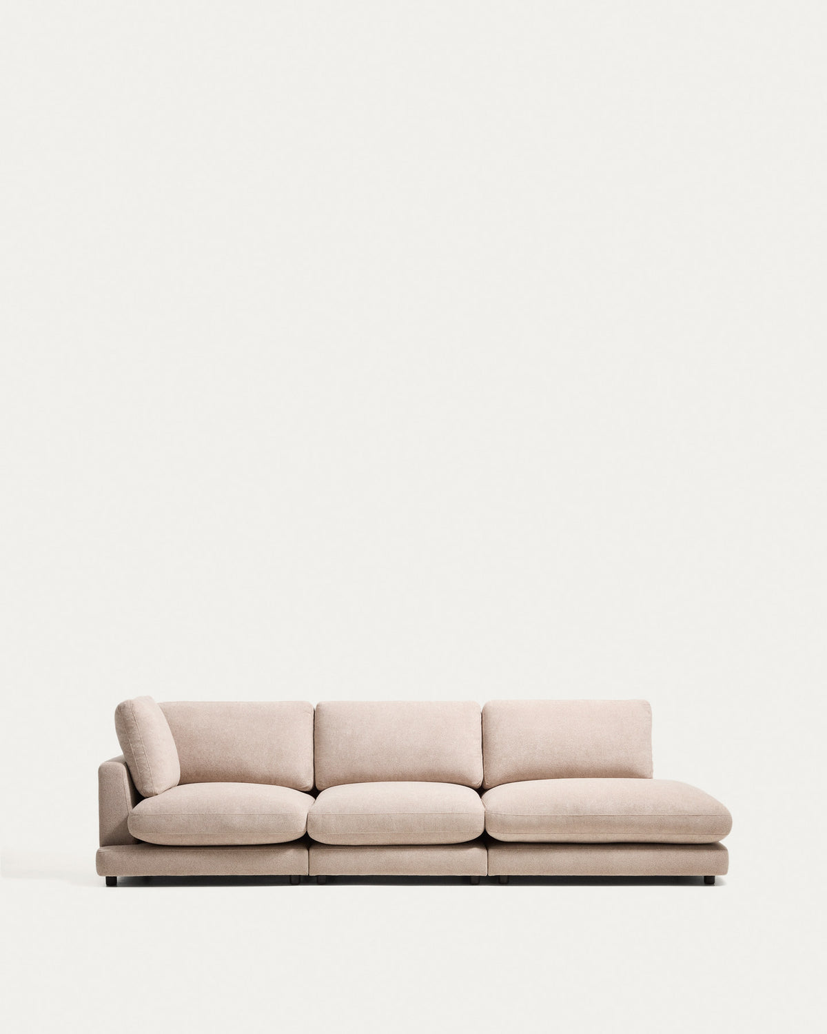 4-Sitzer-Modularsofa Gala mit Randmodul rechts aus beigem Microbouclé, FSC Mix Credit, 315 cm in Beige präsentiert im Onlineshop von KAQTU Design AG. 4er Sofa ist von Kave Home