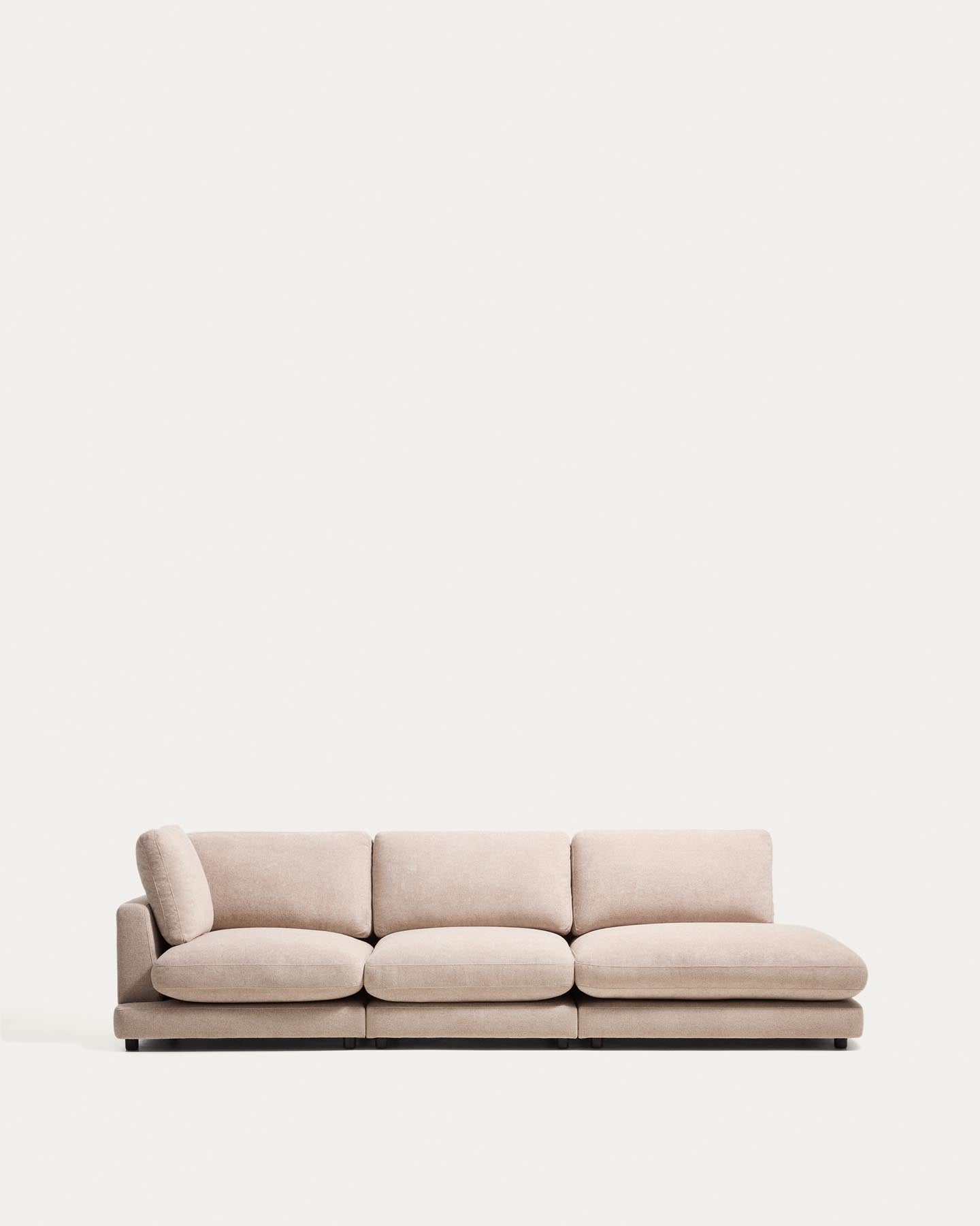 4-Sitzer-Modularsofa Gala mit Randmodul rechts aus beigem Microbouclé, FSC Mix Credit, 315 cm in Beige präsentiert im Onlineshop von KAQTU Design AG. 4er Sofa ist von Kave Home