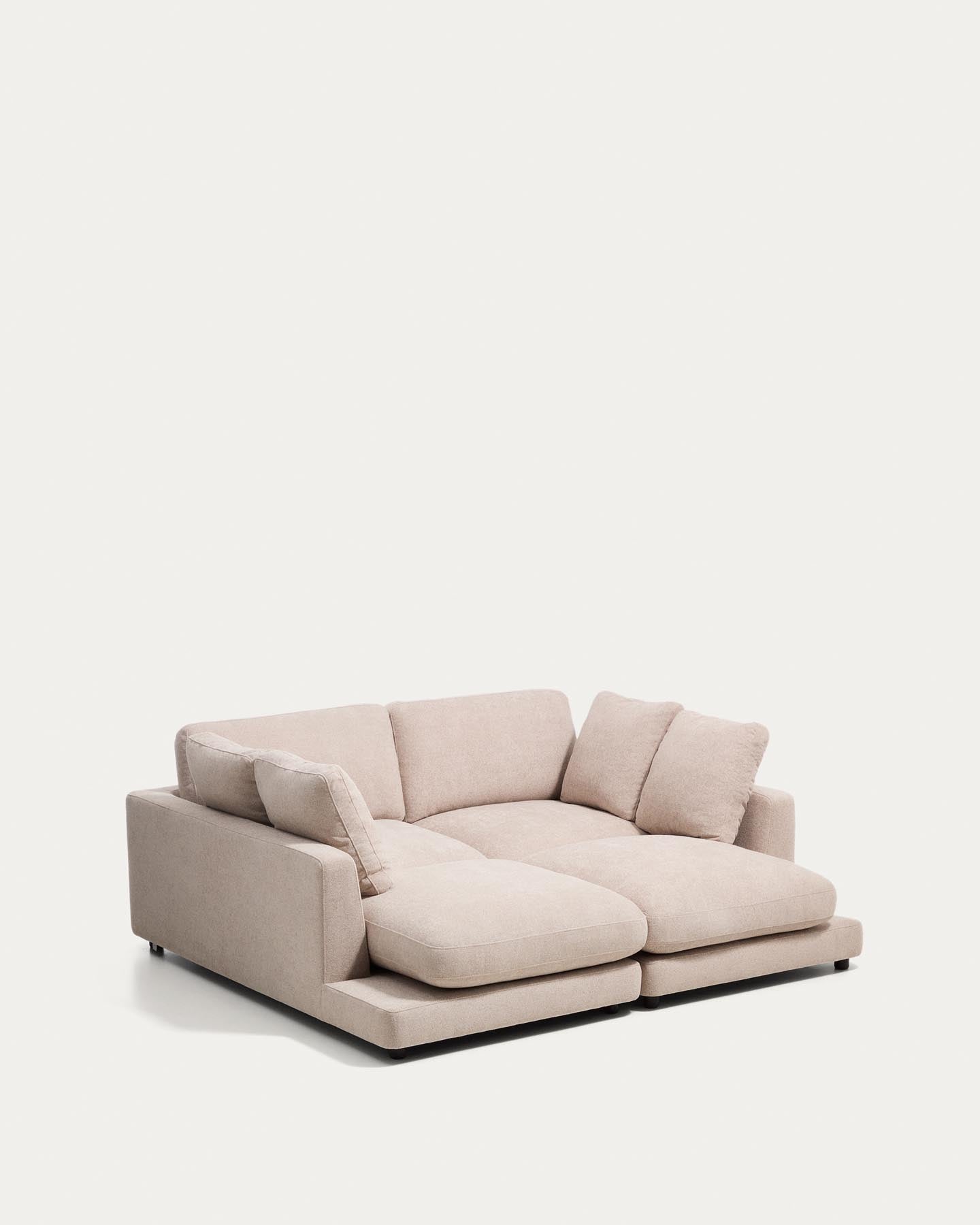 3-Sitzer-Sofa Gala aus Microbouclé mit doppelter Chaiselongue in Beige, FSC Mix Credit, 210 cm in Beige präsentiert im Onlineshop von KAQTU Design AG. 3er Sofa ist von Kave Home