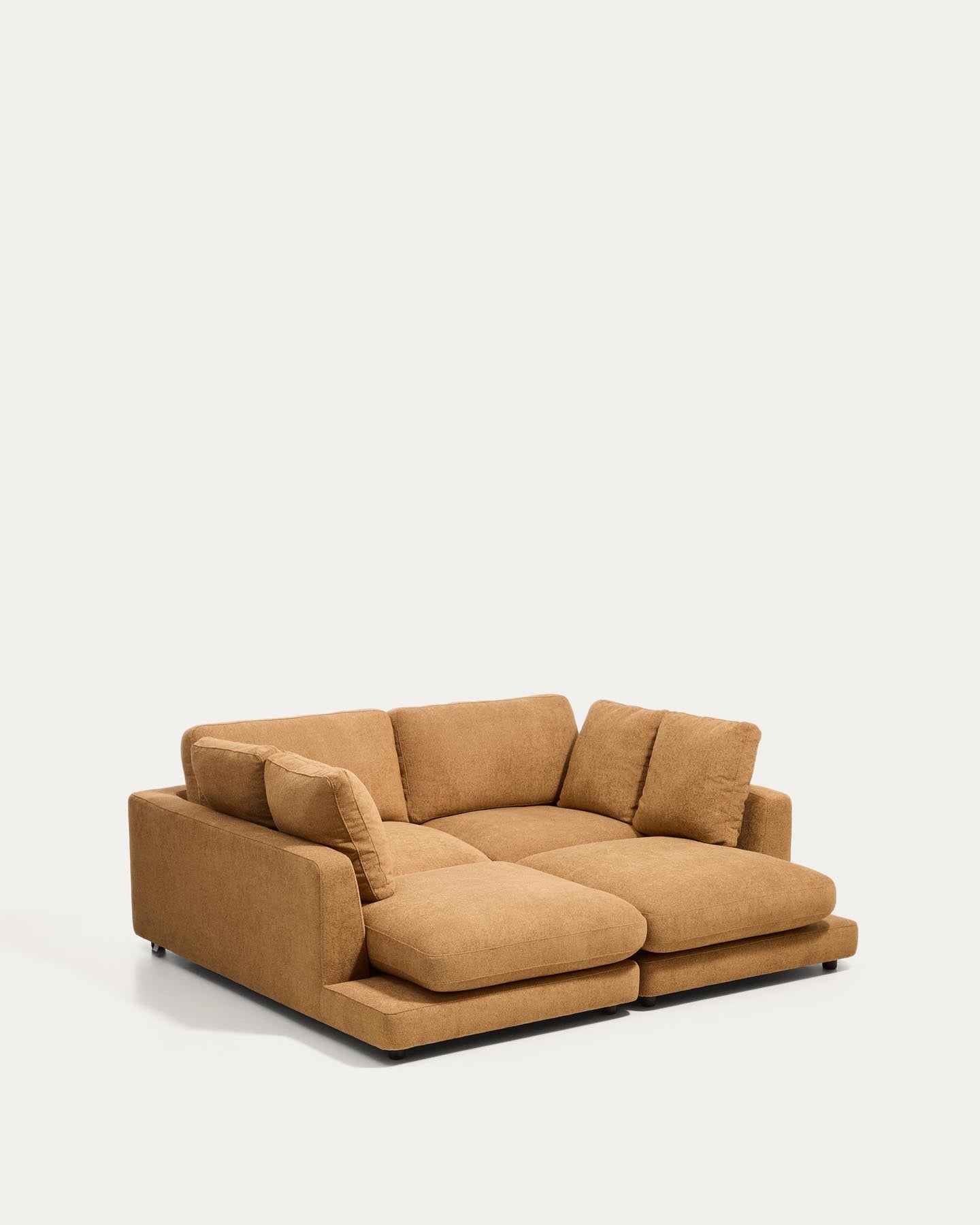 3-Sitzer-Sofa Gala aus Microbouclé mit doppelter Chaiselongue in Senfgelb, FSC Mix Credit, 210 cm in Senfgelb präsentiert im Onlineshop von KAQTU Design AG. 3er Sofa ist von Kave Home