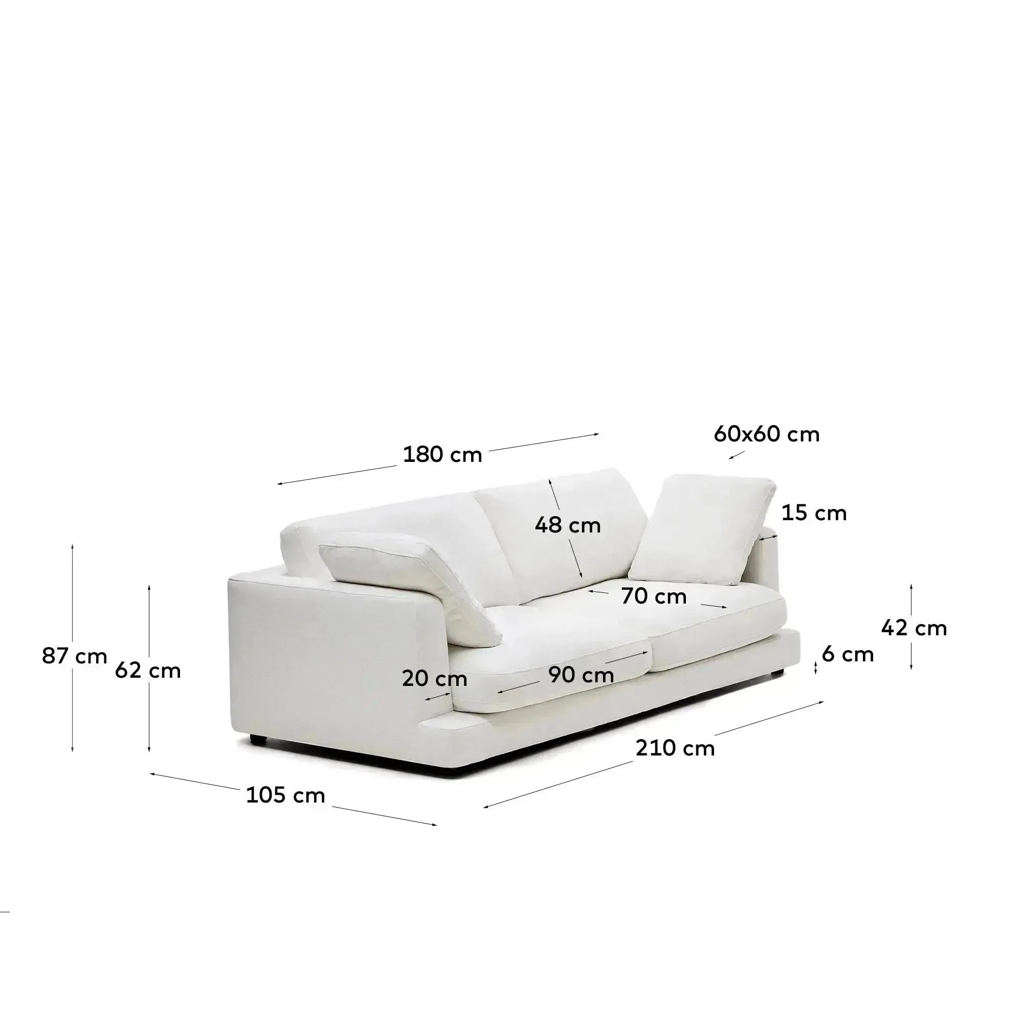Das weiße Gala 3-Sitzer-Sofa (210 cm) von Kave Home kombiniert modernes Design mit hohem Komfort für Ihr Zuhause.