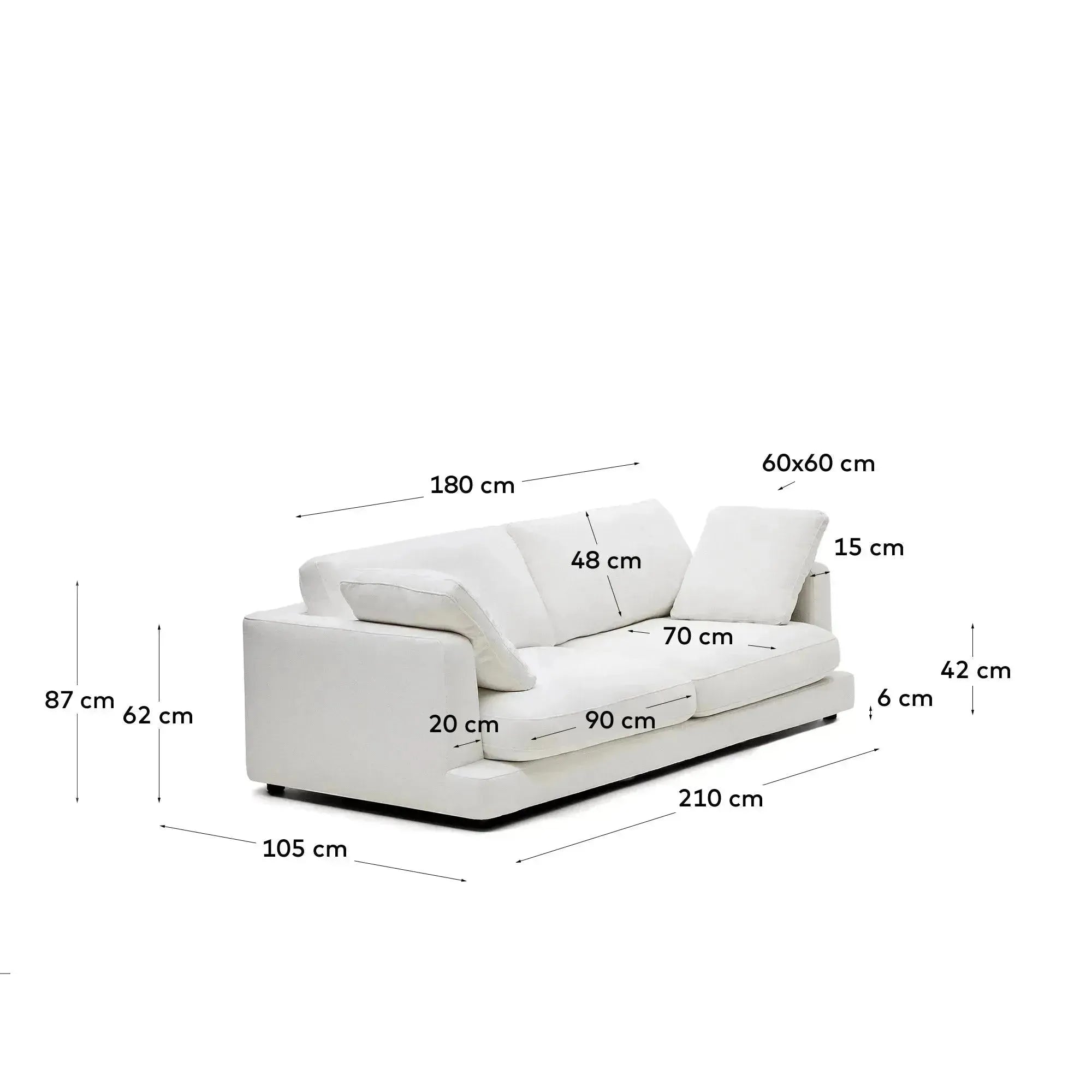 Das weiße Gala 3-Sitzer-Sofa (210 cm) von Kave Home kombiniert modernes Design mit hohem Komfort für Ihr Zuhause.