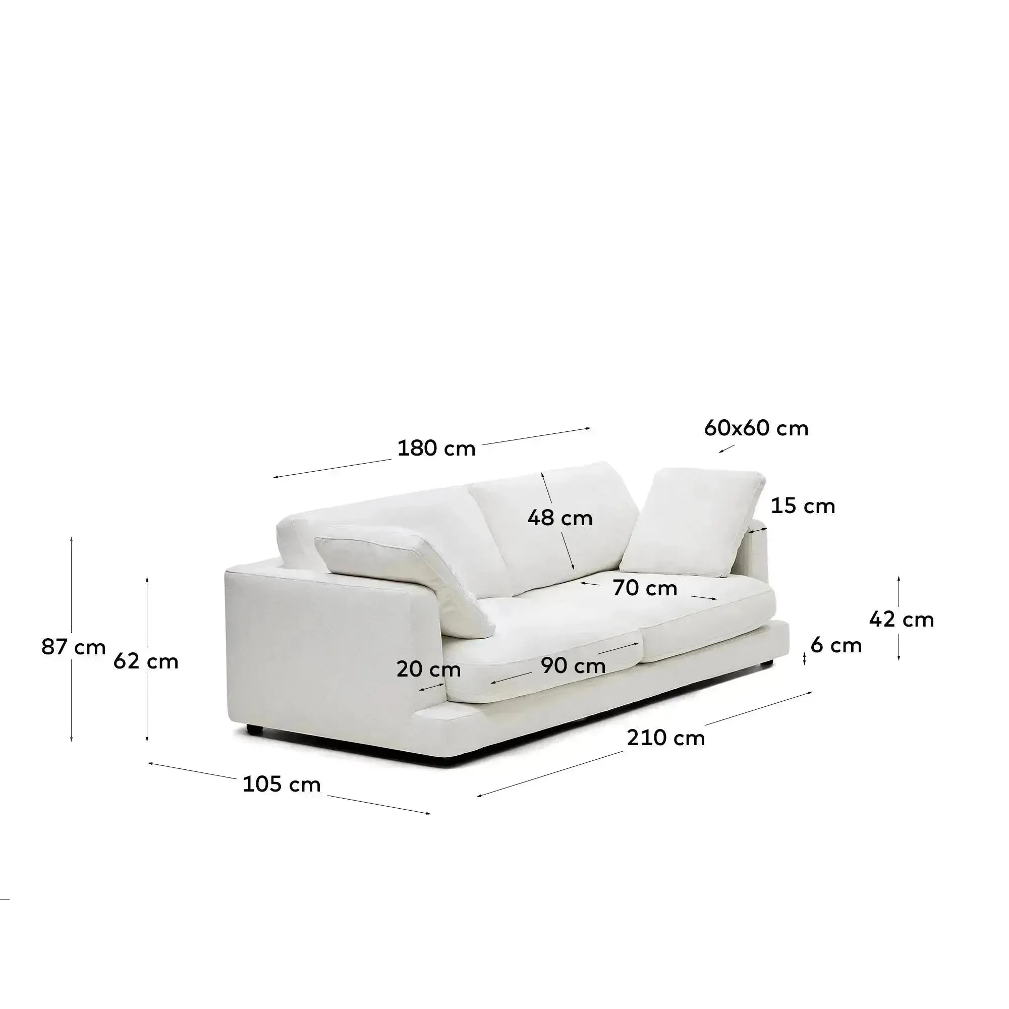 Das Gala 3-Sitzer-Sofa in Weiß (210 cm) von Kave Home bietet stilvolles Design und gemütlichen Komfort für Ihr Wohnzimmer.