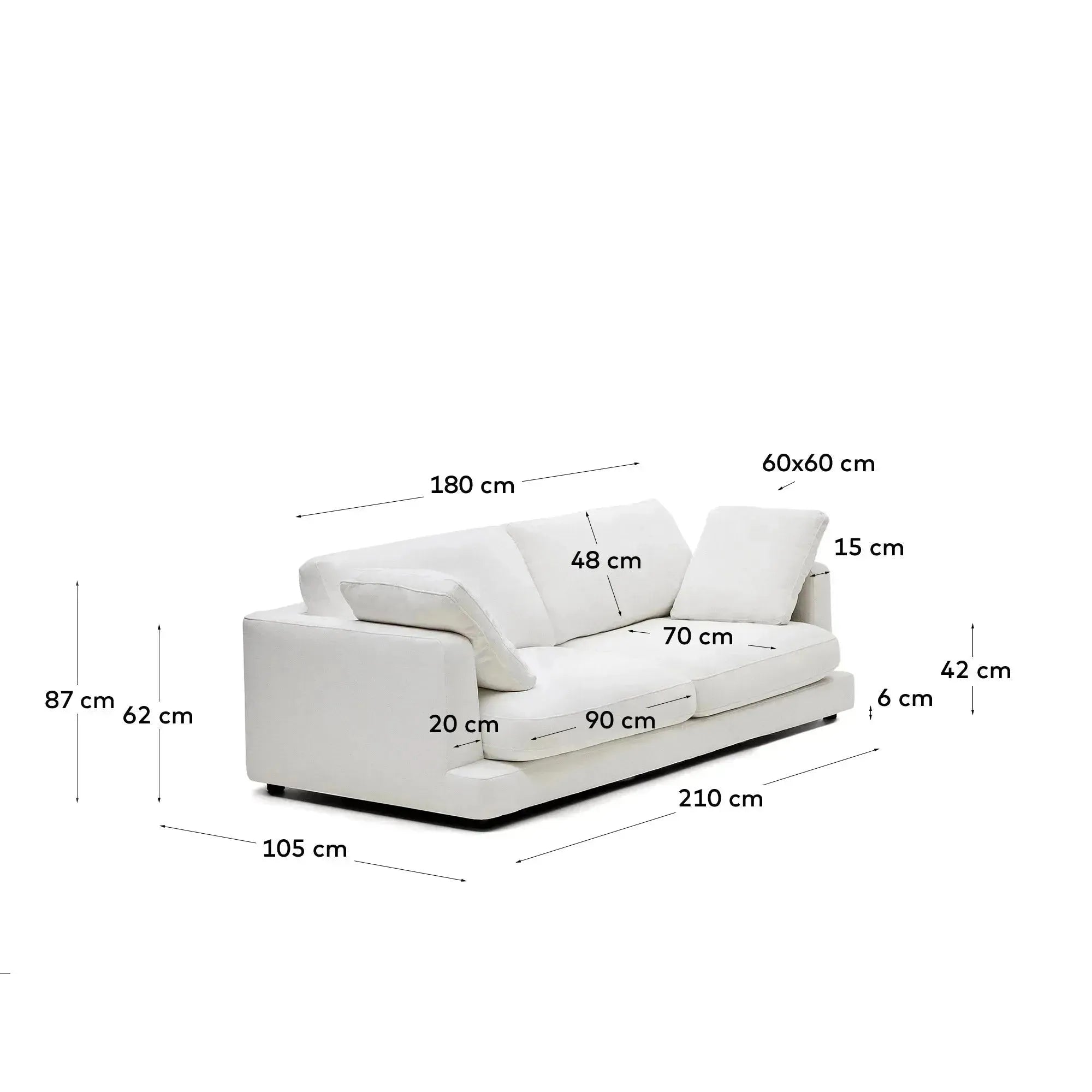 Das weiße Gala 3-Sitzer-Sofa (210 cm) von Kave Home kombiniert modernes Design mit hohem Komfort für Ihr Zuhause.
