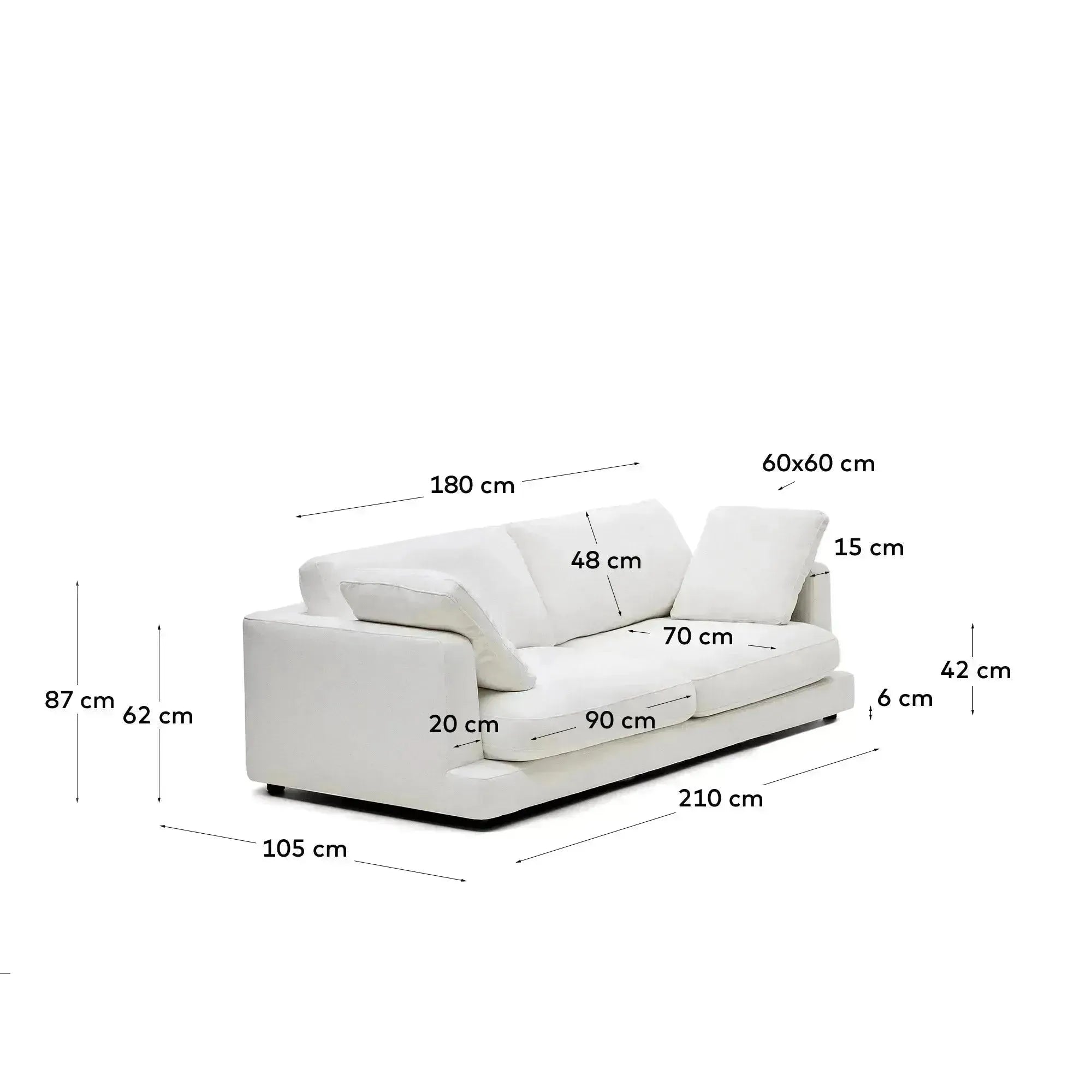 Das Gala 3-Sitzer-Sofa in Weiß (210 cm) von Kave Home bietet stilvolles Design und gemütlichen Komfort für Ihr Wohnzimmer.