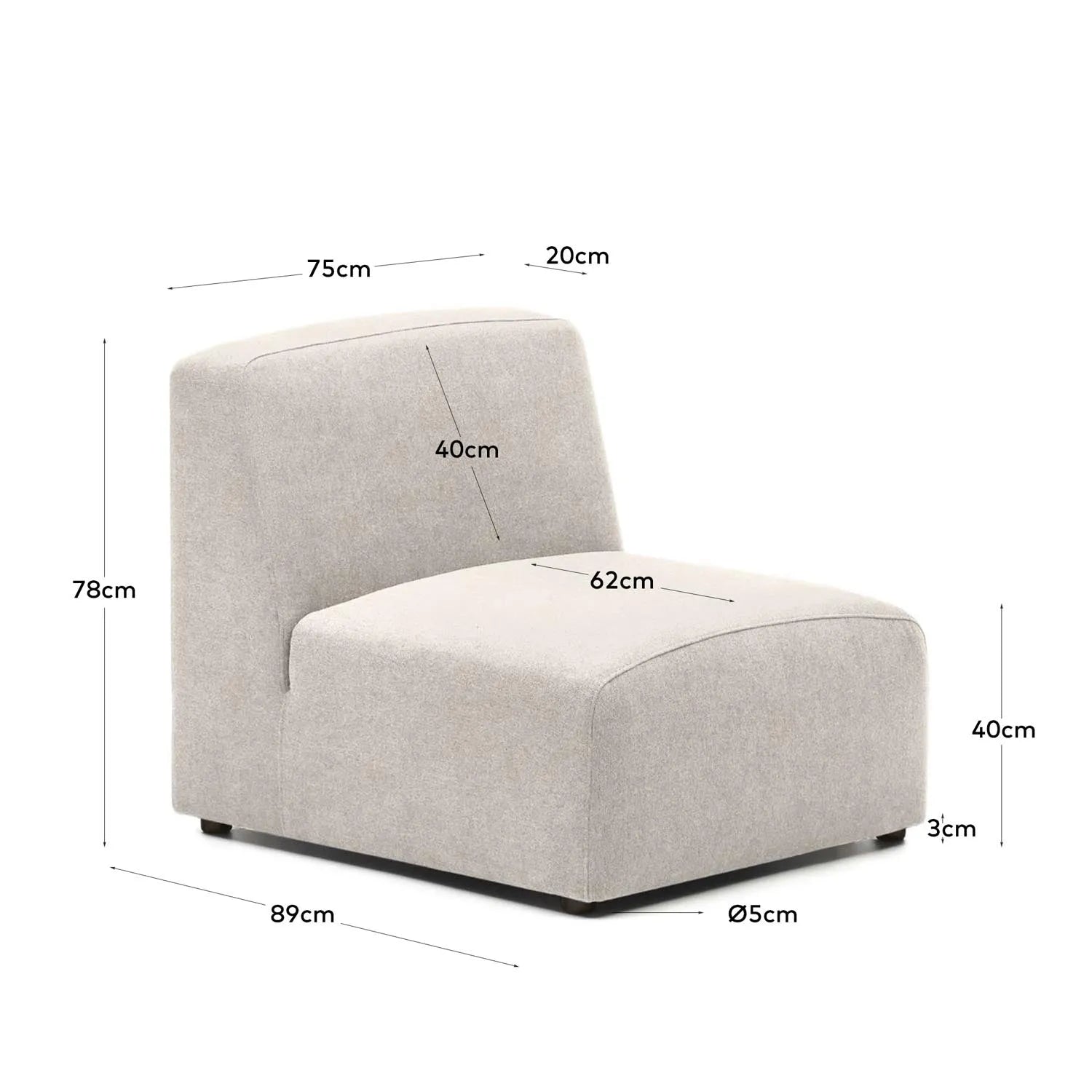 Elegantes Neom Sitzmodul 75 cm Beige: Zeitloser Komfort von Kave Home.