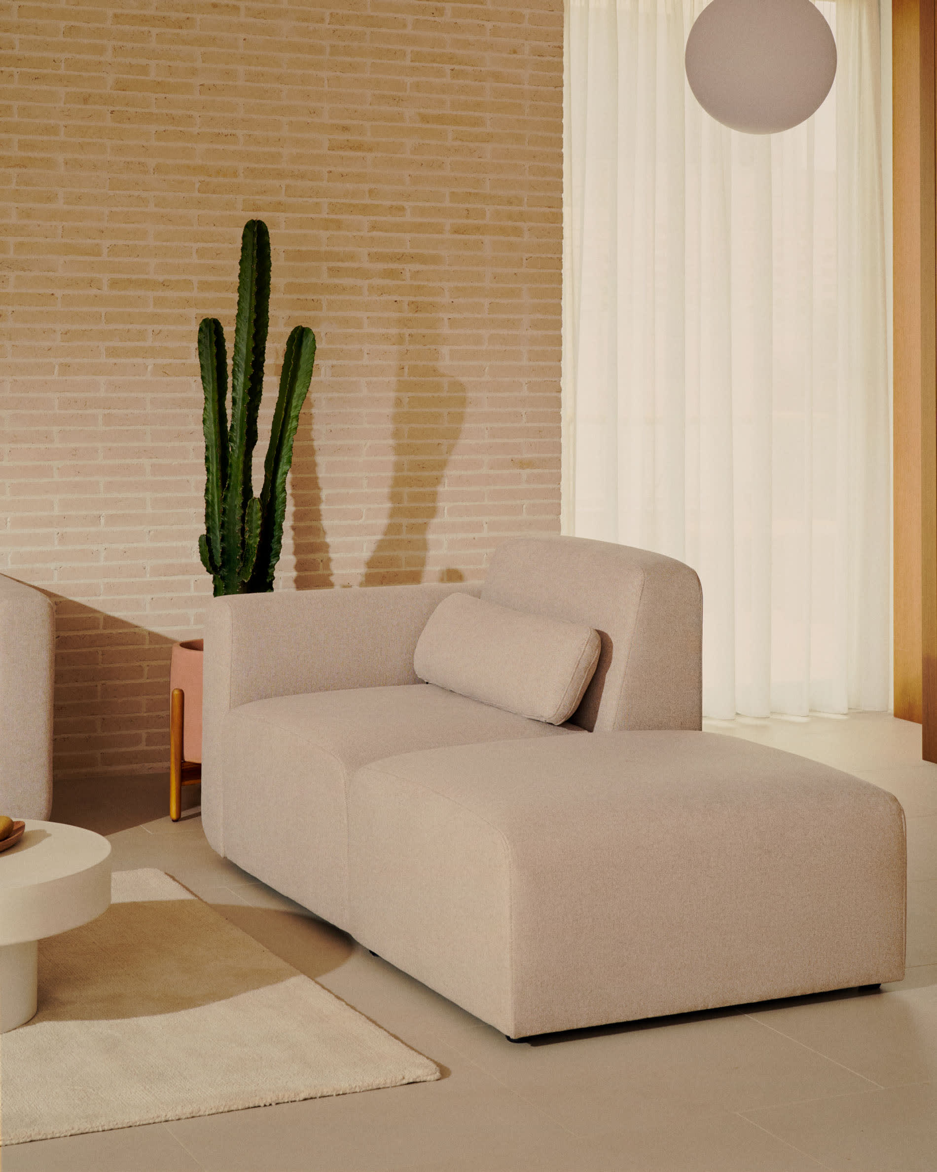 Neom Pouf Randmodul in Beige, 75x89 cm, FSC-zertifiziert, stilvoll und nachhaltig, ideal für moderne Wohnräume.