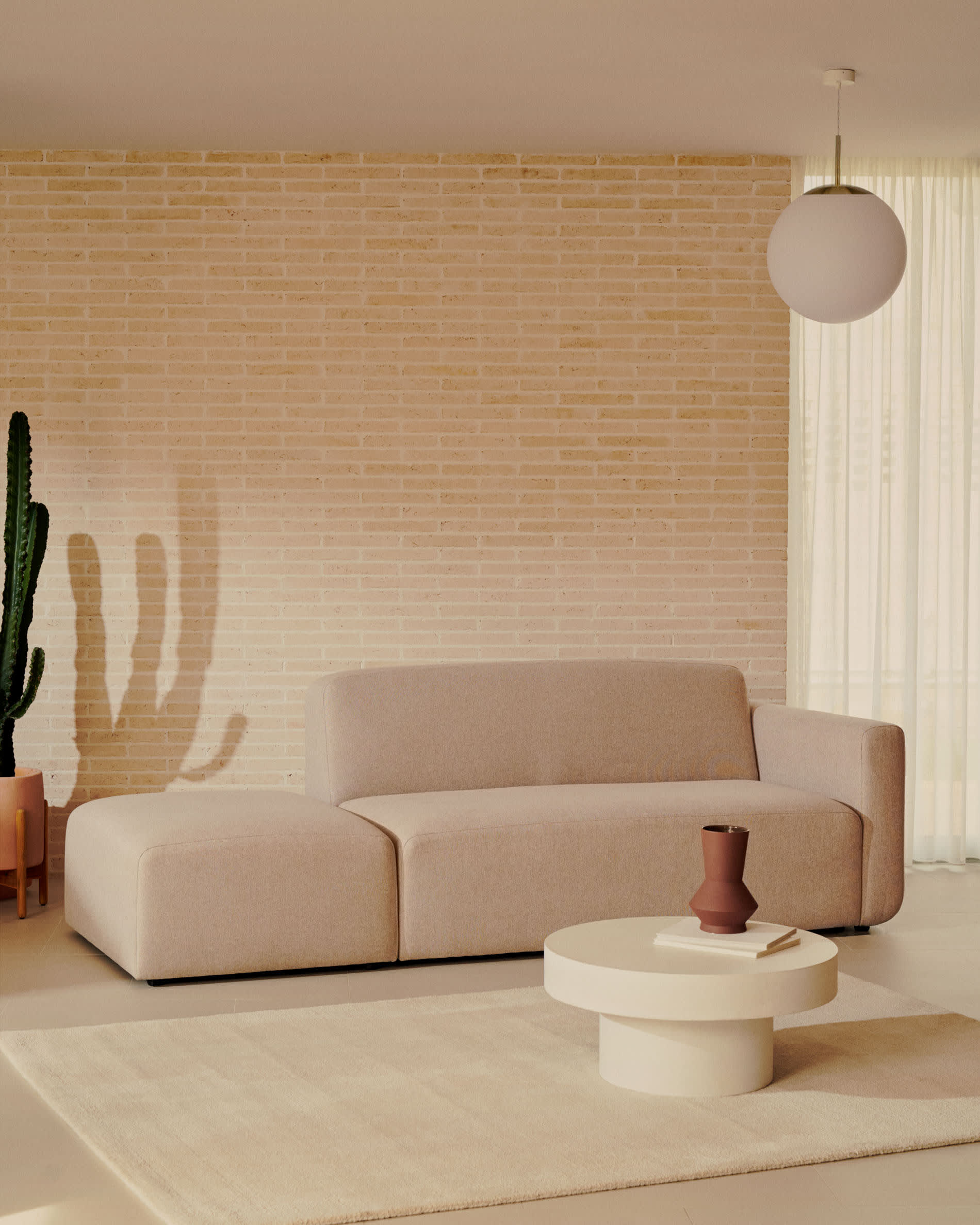 Neom Pouf Randmodul in Beige, 75x89 cm, FSC-zertifiziert, ideal für moderne und umweltbewusste Wohnraumgestaltung.