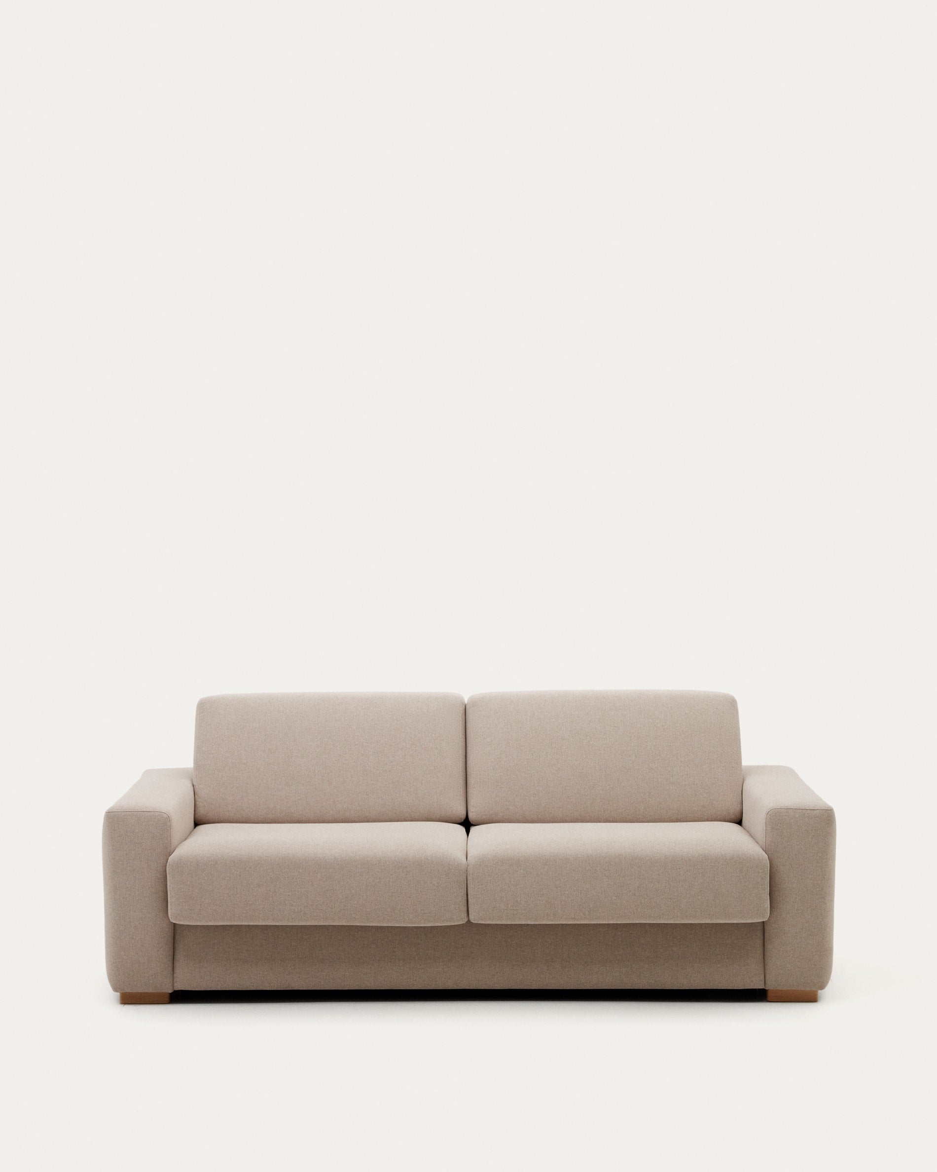 Letto da letto a 3 posti anley a beige con gambe fatte in legno di faggio solido, 224 cm, fsc mix credi