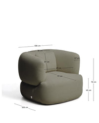 Flame-retardant armchair Martina with cushions in green chenille FSC Mix Credit