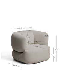 Martina armchair with cushions in chenille in stone tone FSC Mix Credit