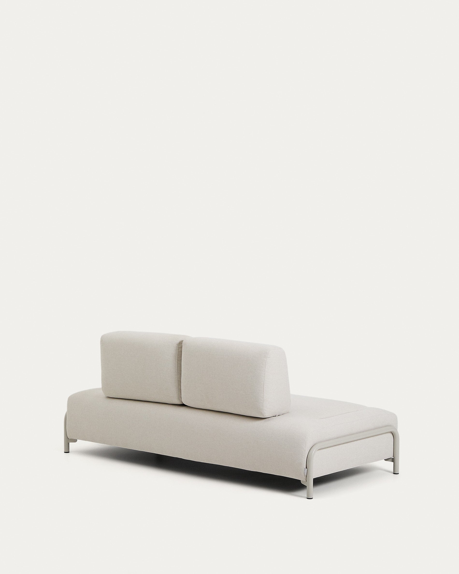 2-Sitzer-Modul Compo aus Chenille in Ecru mit beigem Metallgestell 200 cm FSC Mix Credit in Ecru präsentiert im Onlineshop von KAQTU Design AG. 2er Sofa ist von Kave Home