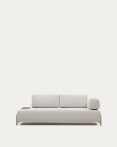 Divano Compo a 3 posti beige, vassoio piccolo impiallacciato rovere e struttura in metallo beige 232 cm FSC Mix Credit