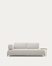 Divano Compo a 3 posti ciniglia beige, vassoio grande impiallacciato rovere struttura in metallo beige 232 cm FSC Mix Credit