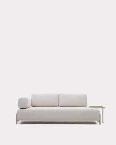 Divano Compo a 3 posti ciniglia beige, vassoio grande impiallacciato rovere struttura in metallo beige 232 cm FSC Mix Credit