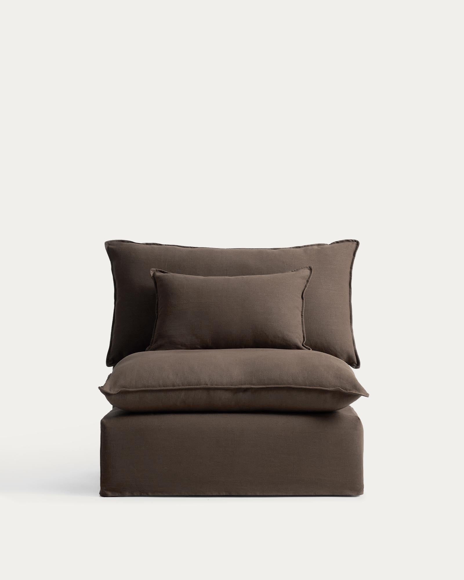Sessel Anarela mit abnehmbarem Bezug aus Leinen in Taupe, 110 cm, FSC Mix Credit in Taupe präsentiert im Onlineshop von KAQTU Design AG. Sessel ist von Kave Home