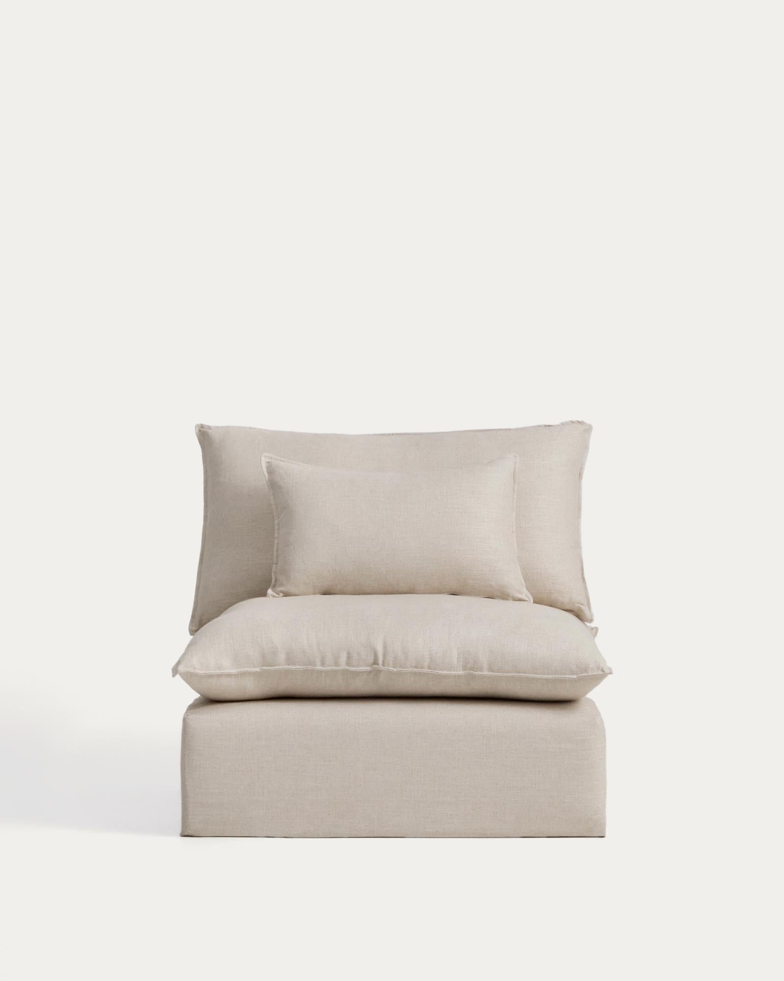Sessel Anarela mit abnehmbarem Bezug aus Leinen und Viskose in Beige, 110 cm, FSC Mix Credit in Beige präsentiert im Onlineshop von KAQTU Design AG. Sessel ist von Kave Home