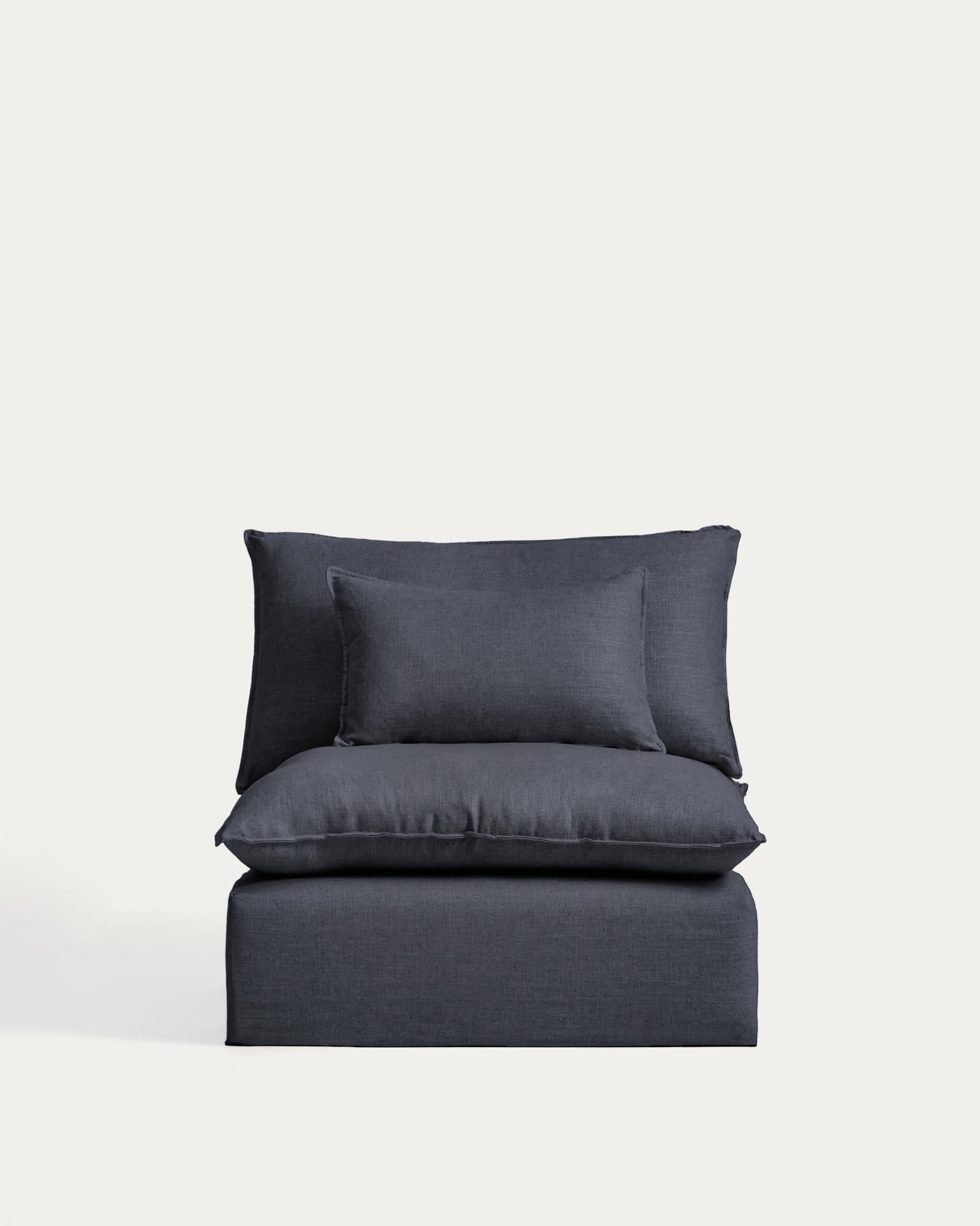 Sessel Anarela mit abnehmbarem Bezug aus Leinen und Viskose in Dunkelgrau, 110 cm, FSC Mix Credit in Dunkelgrau präsentiert im Onlineshop von KAQTU Design AG. Sessel ist von Kave Home