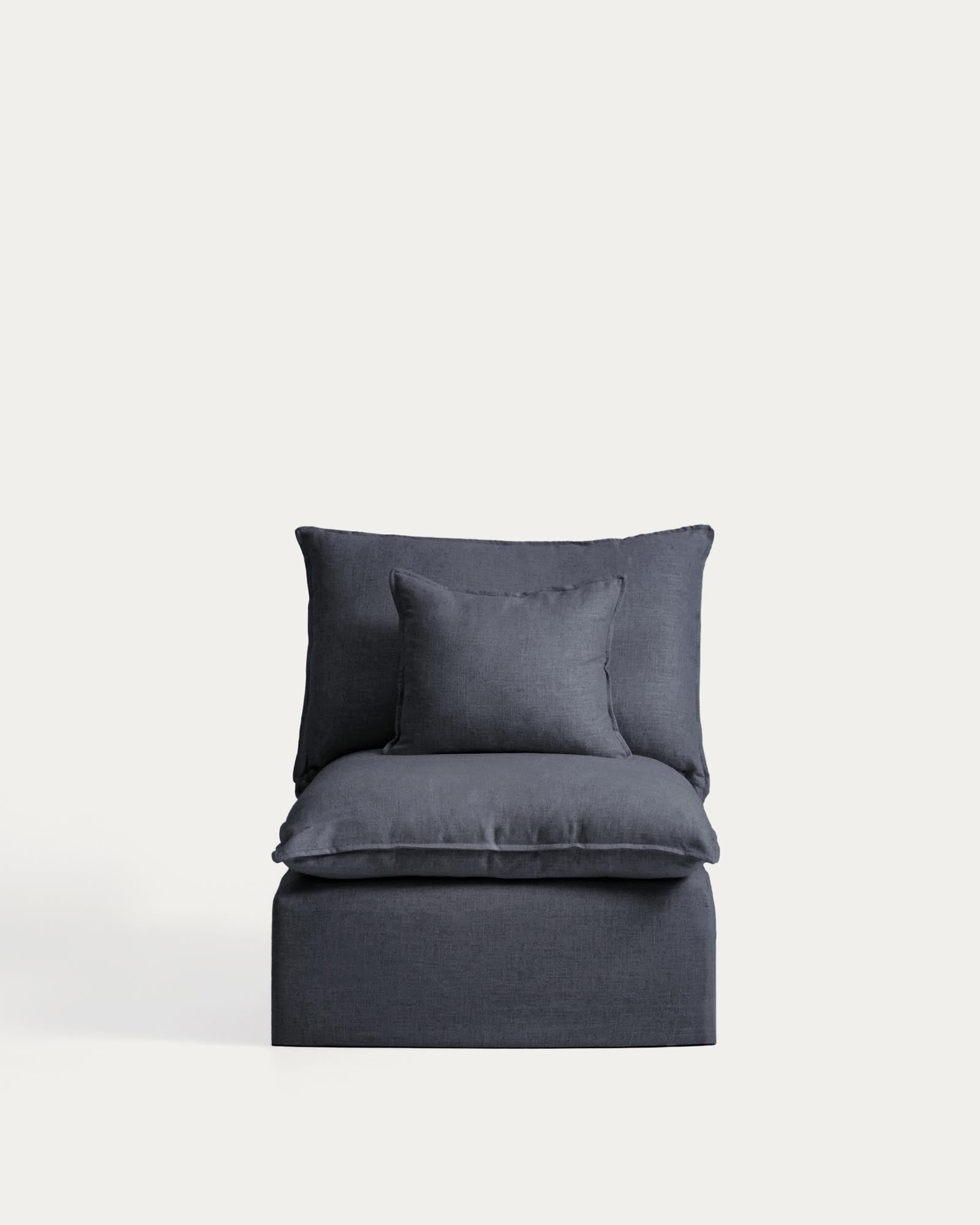Sessel Anarela mit abnehmbarem Bezug aus Leinen und Viskose in Dunkelgrau, 90 cm, FSC Mix Credit in Dunkelgrau präsentiert im Onlineshop von KAQTU Design AG. Sessel ist von Kave Home