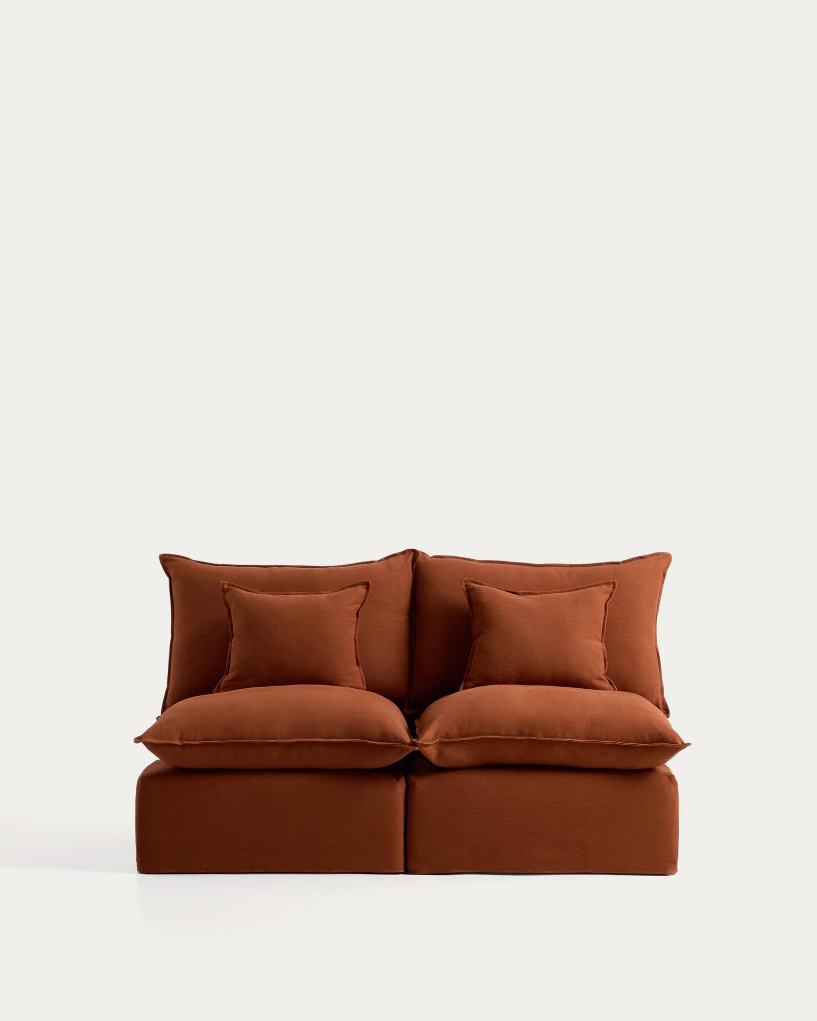 2-Sitzer-Modularsofa Anarela mit abnehmbarem Bezug aus Leinen in Terrakotta, 180 cm, FSC Mix Credit in Terrakotta präsentiert im Onlineshop von KAQTU Design AG. 2er Sofa ist von Kave Home
