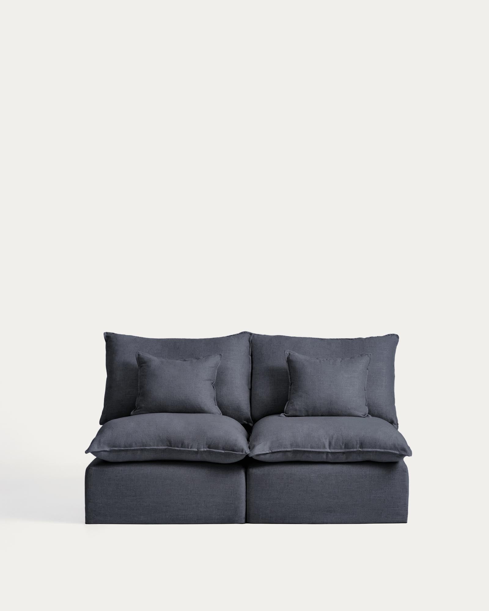 2-Sitzer-Modularsofa Anarela mit abnehmbarem Bezug aus Leinen und Viskose in Dunkelgrau, 180 cm, FSC Mix Credit in Dunkelgrau präsentiert im Onlineshop von KAQTU Design AG. 2er Sofa ist von Kave Home