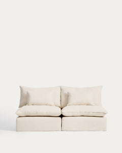 3-Sitzer-Modularsofa Anarela mit abnehmbarem Bezug aus Leinen und Viskose in Beige, 220 cm, FSC Mix Credit
