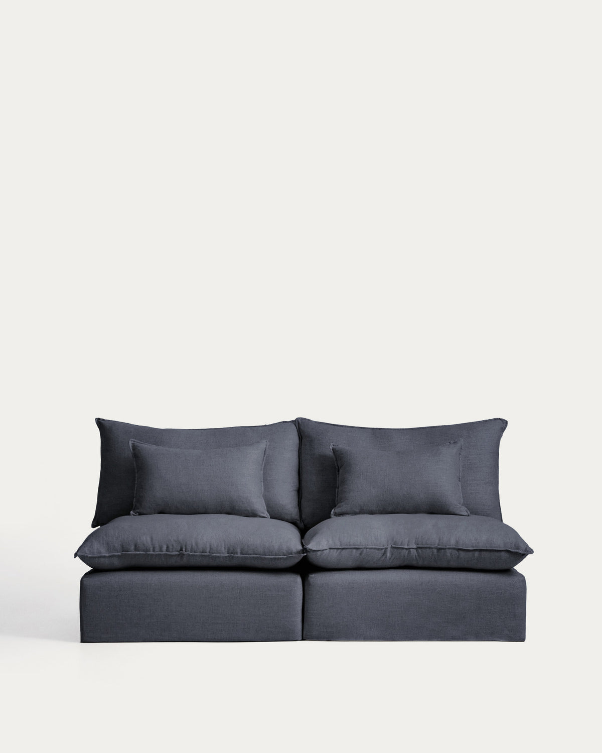 3-Sitzer-Modularsofa Anarela mit abnehmbarem Bezug aus Leinen und Viskose in Dunkelgrau, 220 cm, FSC Mix Credit in Dunkelgrau präsentiert im Onlineshop von KAQTU Design AG. 3er Sofa ist von Kave Home