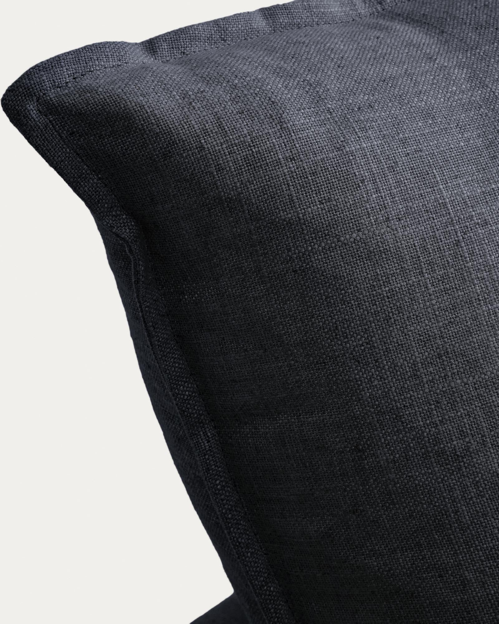 Elegantes, modulares Ecksofa Anarela in Dunkelgrau, 307 x 287 cm, mit abnehmbarem Bezug aus Leinen und Viskose, ideal für stilvolle Wohnräume.