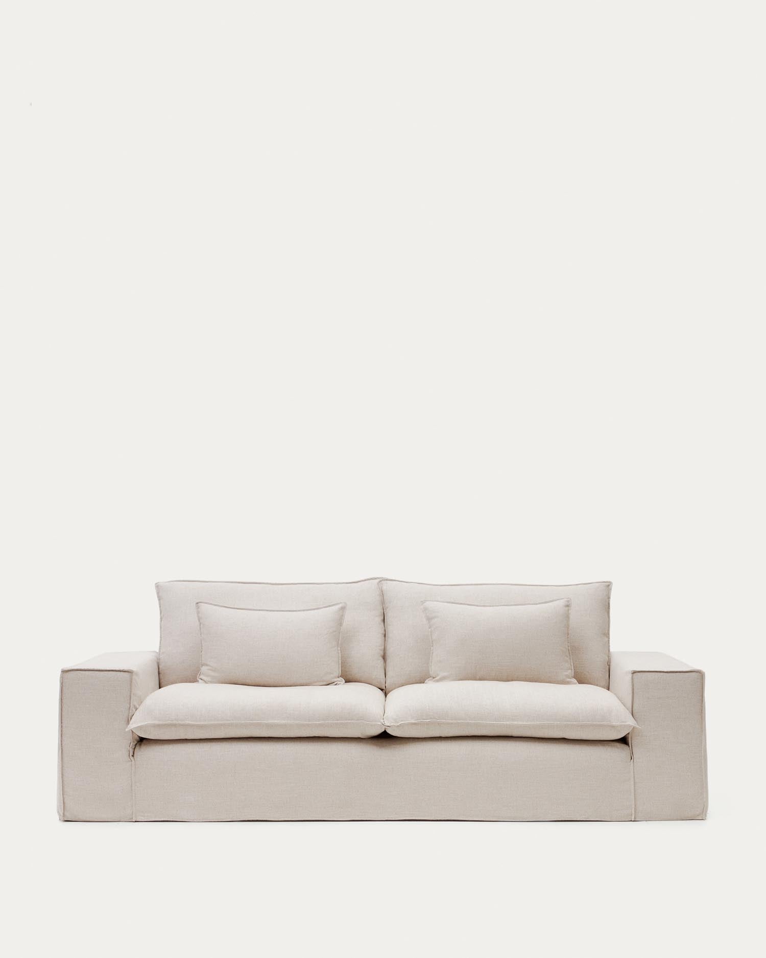 Bezug für 2-Sitzer Sofa Anarela in beigem Leinen in Beige präsentiert im Onlineshop von KAQTU Design AG. Sofa-Zubehör ist von Kave Home