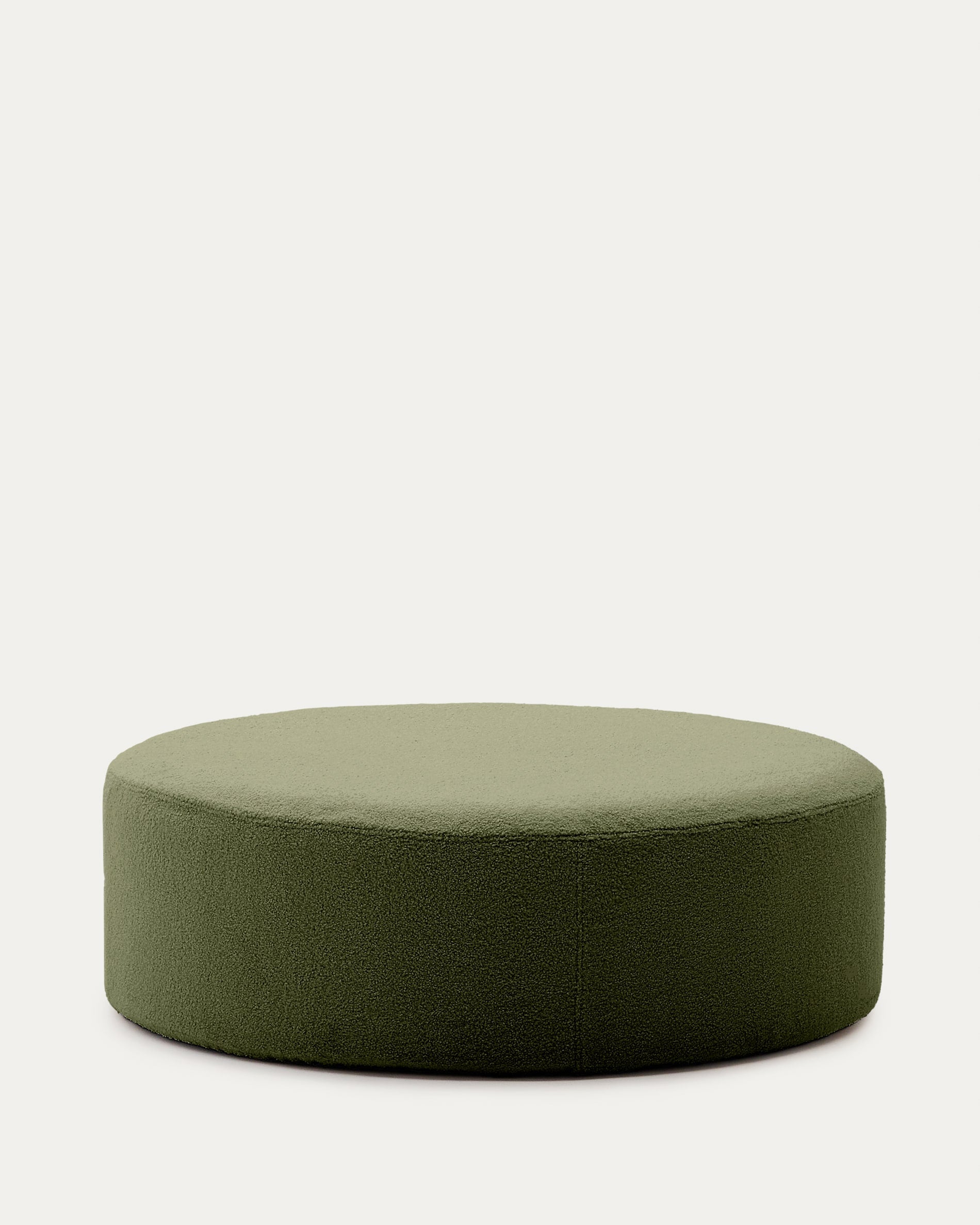 3D-Modell eines eleganten, grünen Bouclé-Fußhockers Ø 120 cm von Kave Home, ideal für AR-Anwendungen.