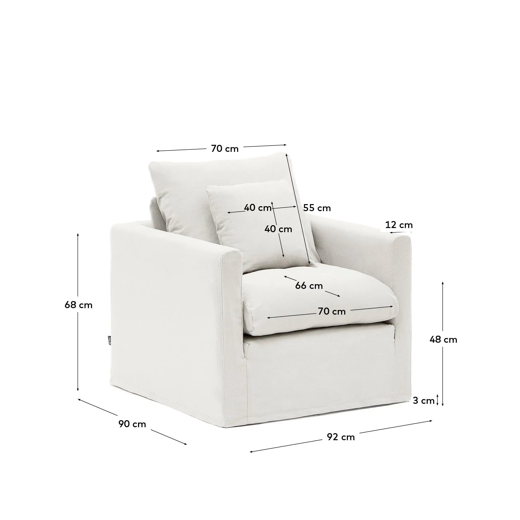 Eleganter Nora Sessel: Naturfarbene Leinen-Baumwollbezüge, modernes Design, umweltfreundlich, komfortabel und vielseitig.