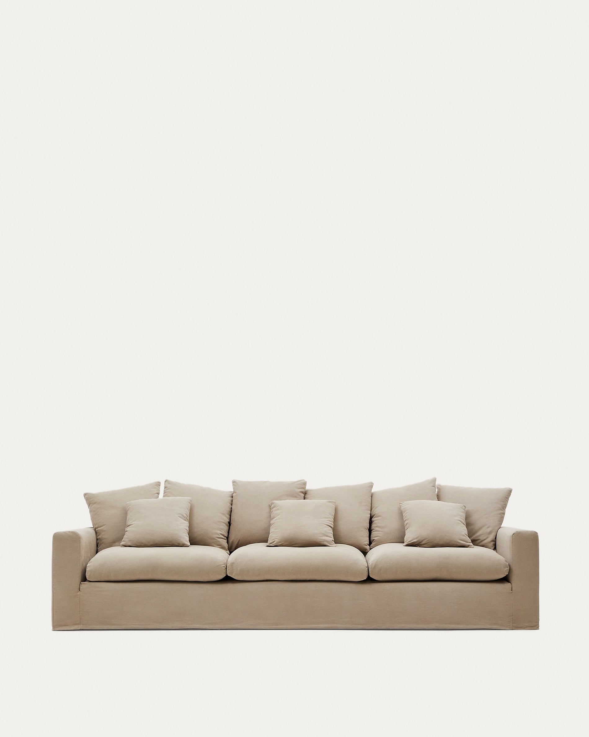 Bezug 4-Sitzer-Sofa Nora aus Leinen und Baumwolle in Taupe