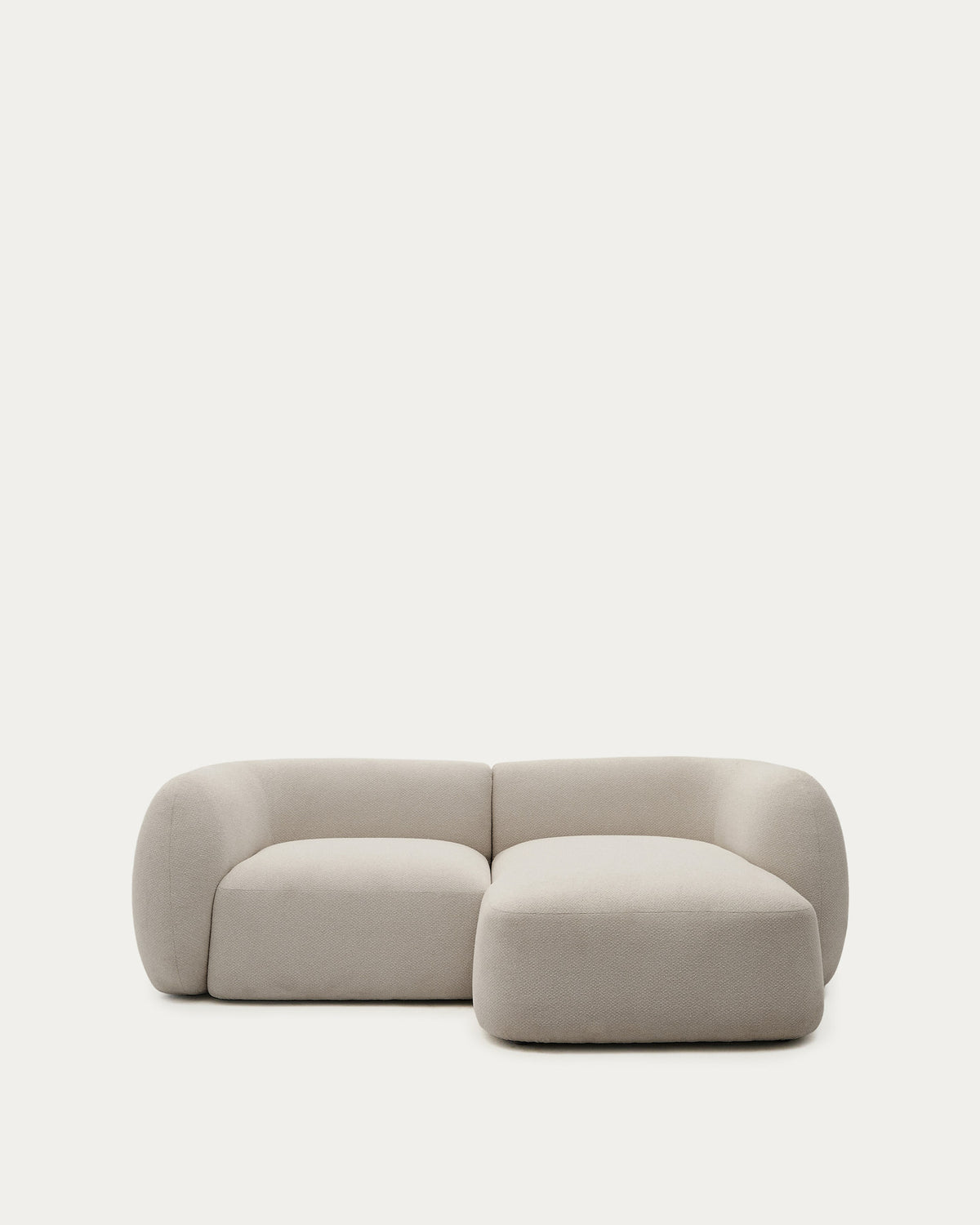 Schwer entflammbares 2-Sitzer-Modularsofa Martina mit Chenille und Chaiselongue rechts in Steinton 230 cm in Steinfarben präsentiert im Onlineshop von KAQTU Design AG. L-Sofa rechts ist von Kave Home