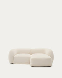 2-seater modular sofa Martina with chenille and chaise longue on the right in ecru 230 cm