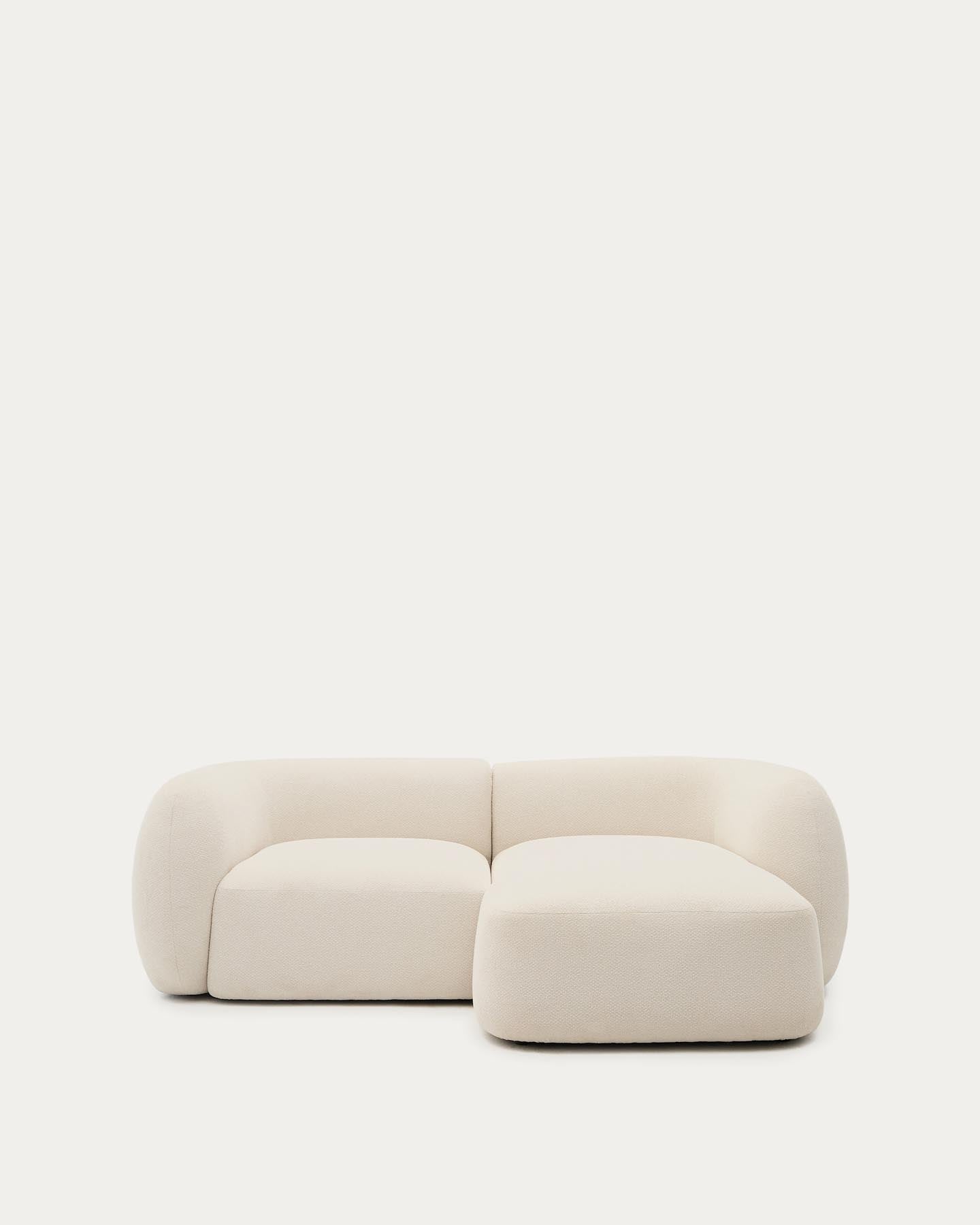 Schwer entflammbares 2-Sitzer-Modularsofa Martina mit Chenille und Chaiselongue rechts in Ecru 230 cm in Ecru präsentiert im Onlineshop von KAQTU Design AG. L-Sofa rechts ist von Kave Home