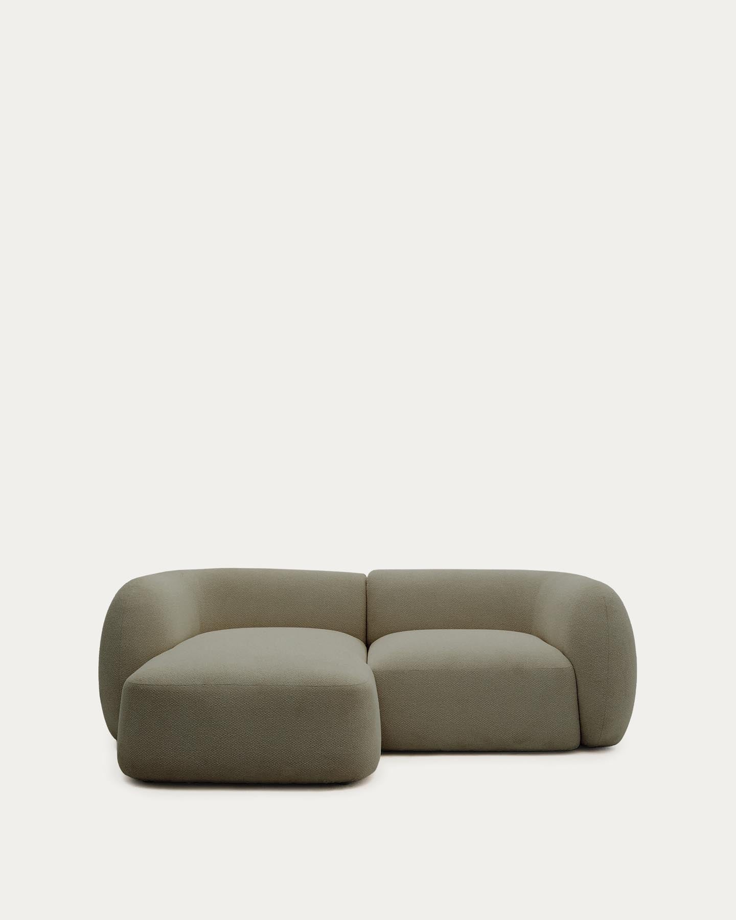 Schwer entflammbares 2-Sitzer-Modularsofa Martina mit Chenille und Chaiselongue links in Grün 230 cm in Grün präsentiert im Onlineshop von KAQTU Design AG. L-Sofa links ist von Kave Home