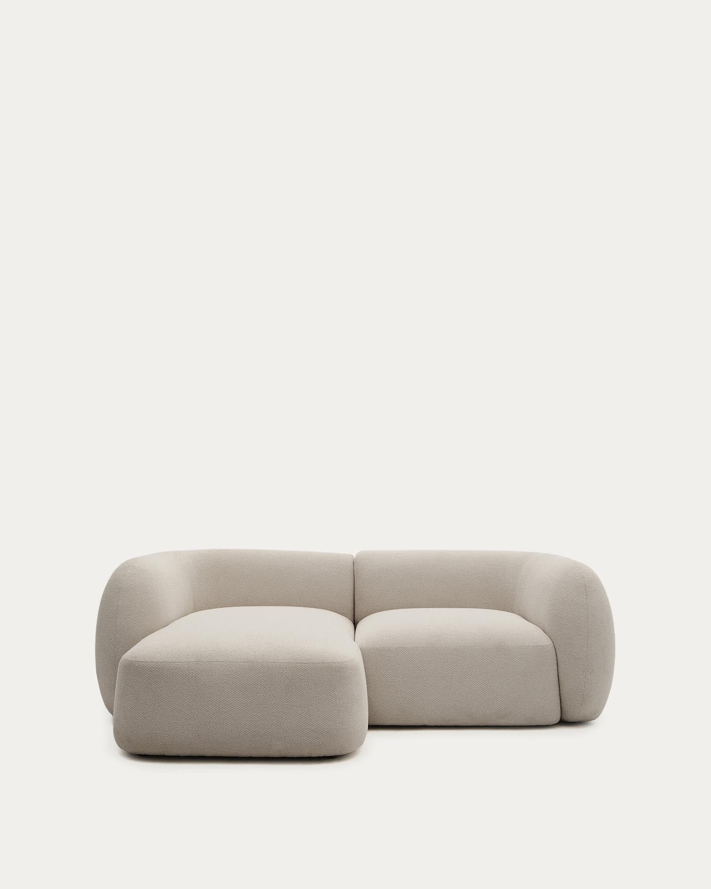 Schwer entflammbares 2-Sitzer-Modularsofa Martina mit Chenille und Chaiselongue links in Steinton 230 cm in Steinfarben präsentiert im Onlineshop von KAQTU Design AG. L-Sofa links ist von Kave Home