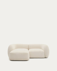 2-seater modular sofa Martina with chenille and chaise longue on the left in ecru 230 cm