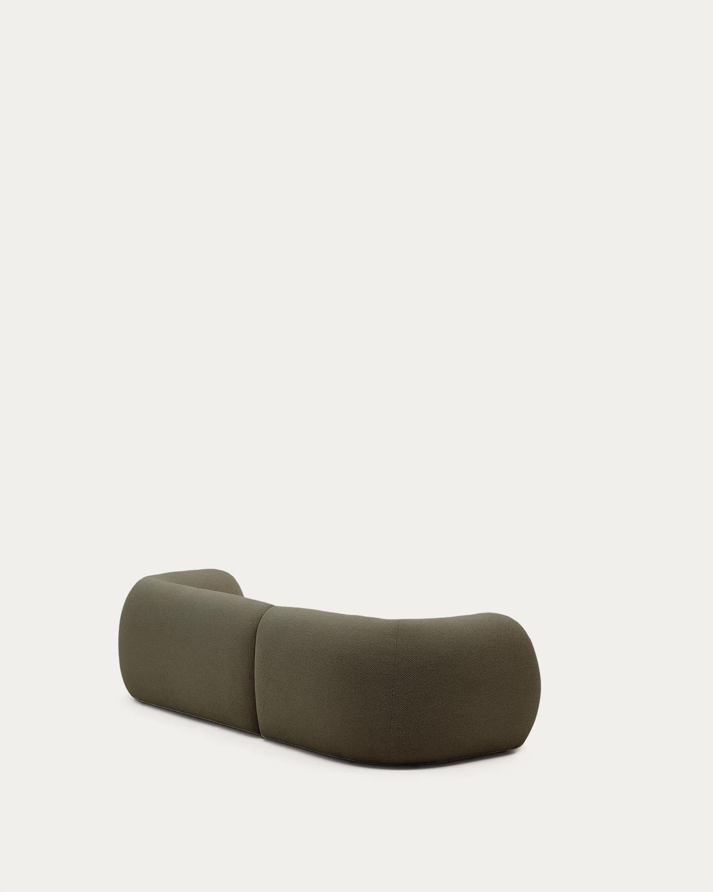 Schwer entflammbares 3-Sitzer-Modularsofa Martina mit Chenille und Chaiselongue rechts in Grün 287 cm in Grün präsentiert im Onlineshop von KAQTU Design AG. L-Sofa rechts ist von Kave Home